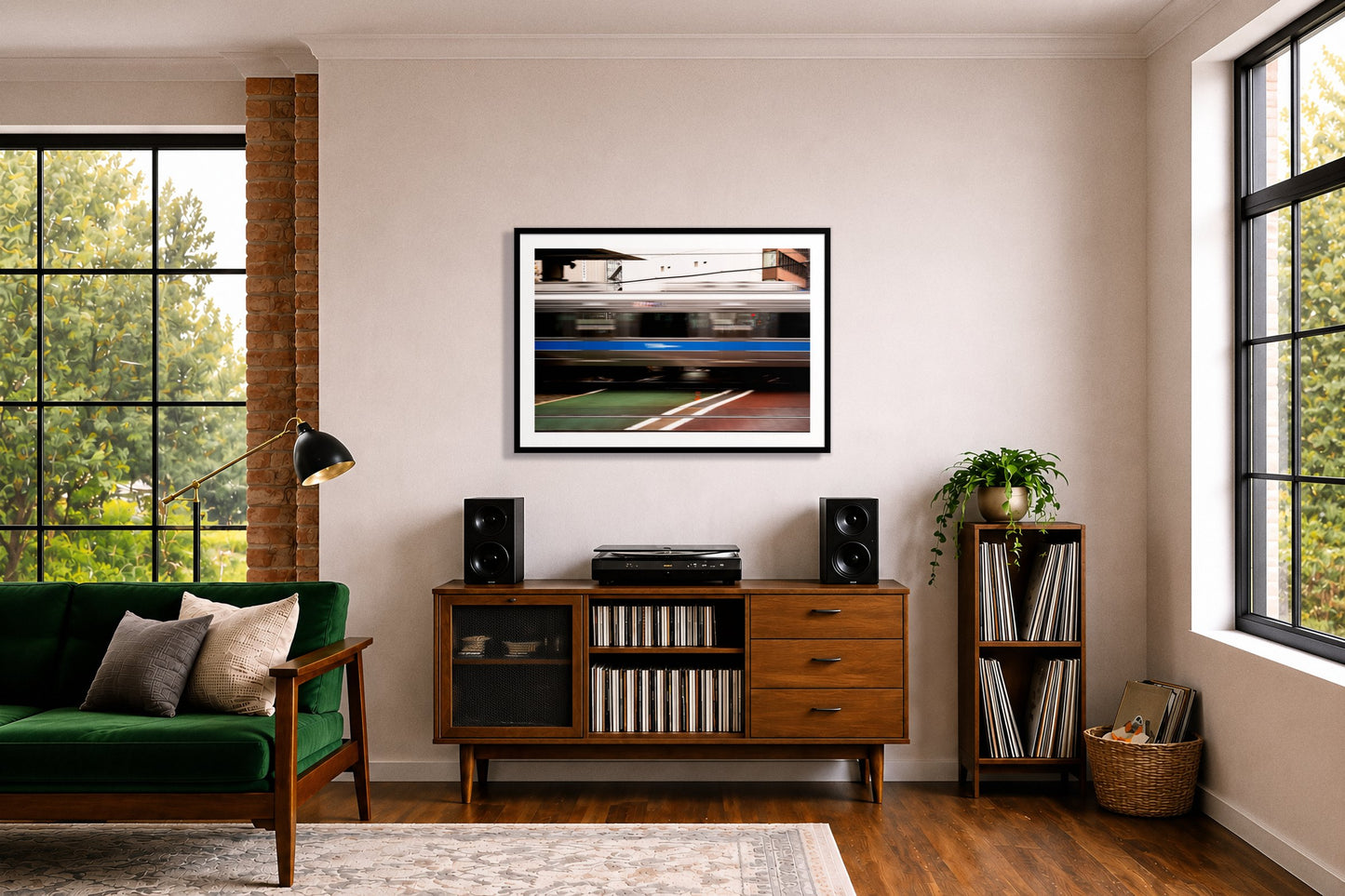 Framed photograph of Blurred Colors by Dylan Ozanich displayed on a wall