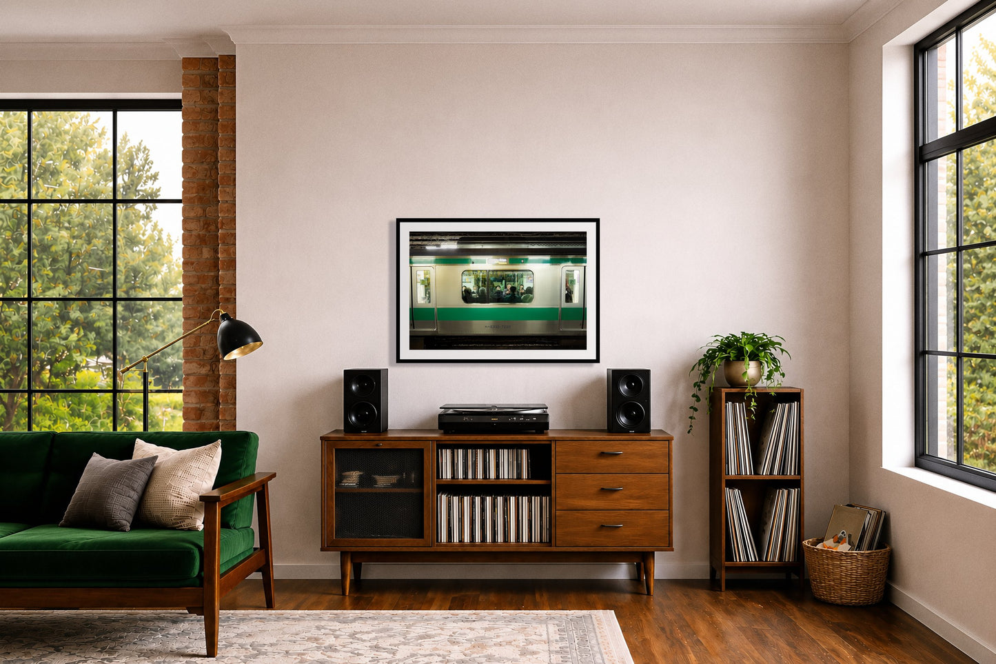 Framed photograph of Commute by Dylan Ozanich displayed on a wall