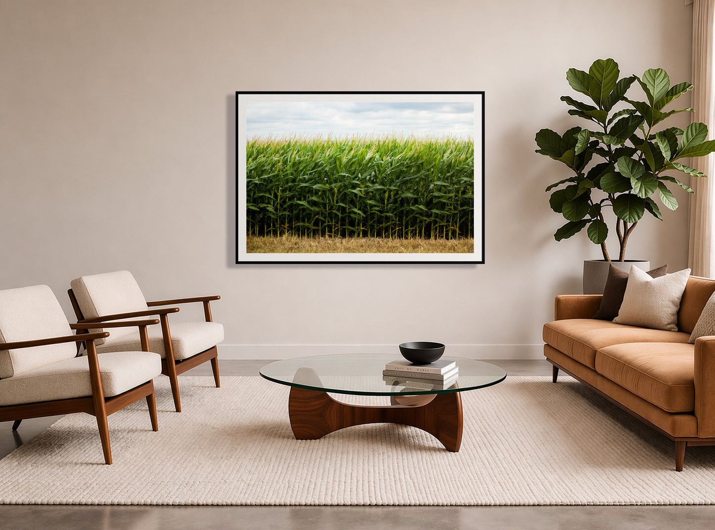 Framed photograph of Corn Crop by Dylan Ozanich displayed on a wall
