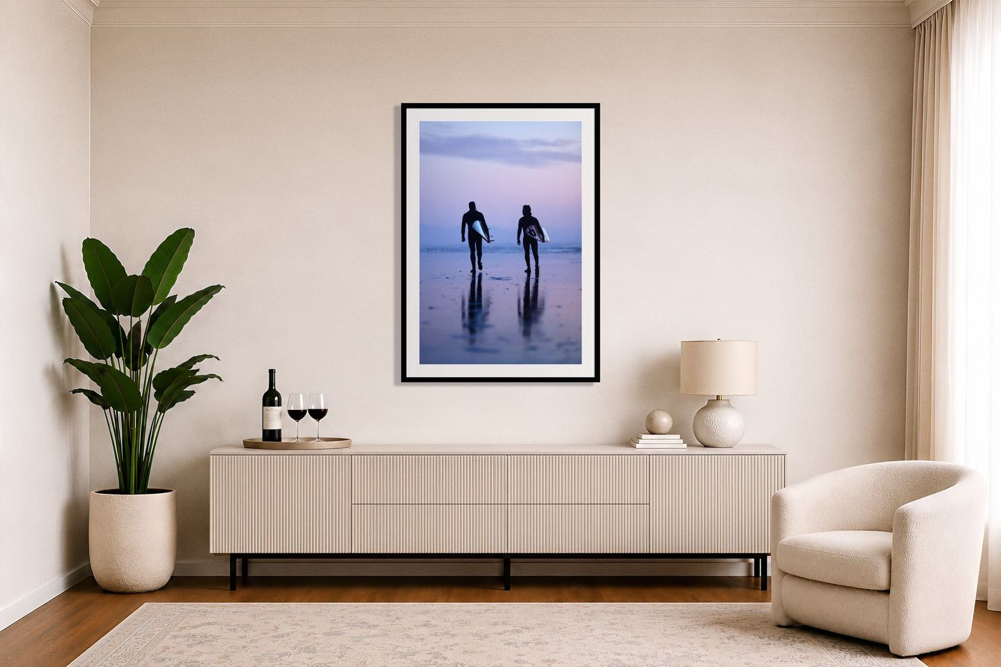Framed photograph of Ocean Beach Surf by Dylan Ozanich displayed on a wall