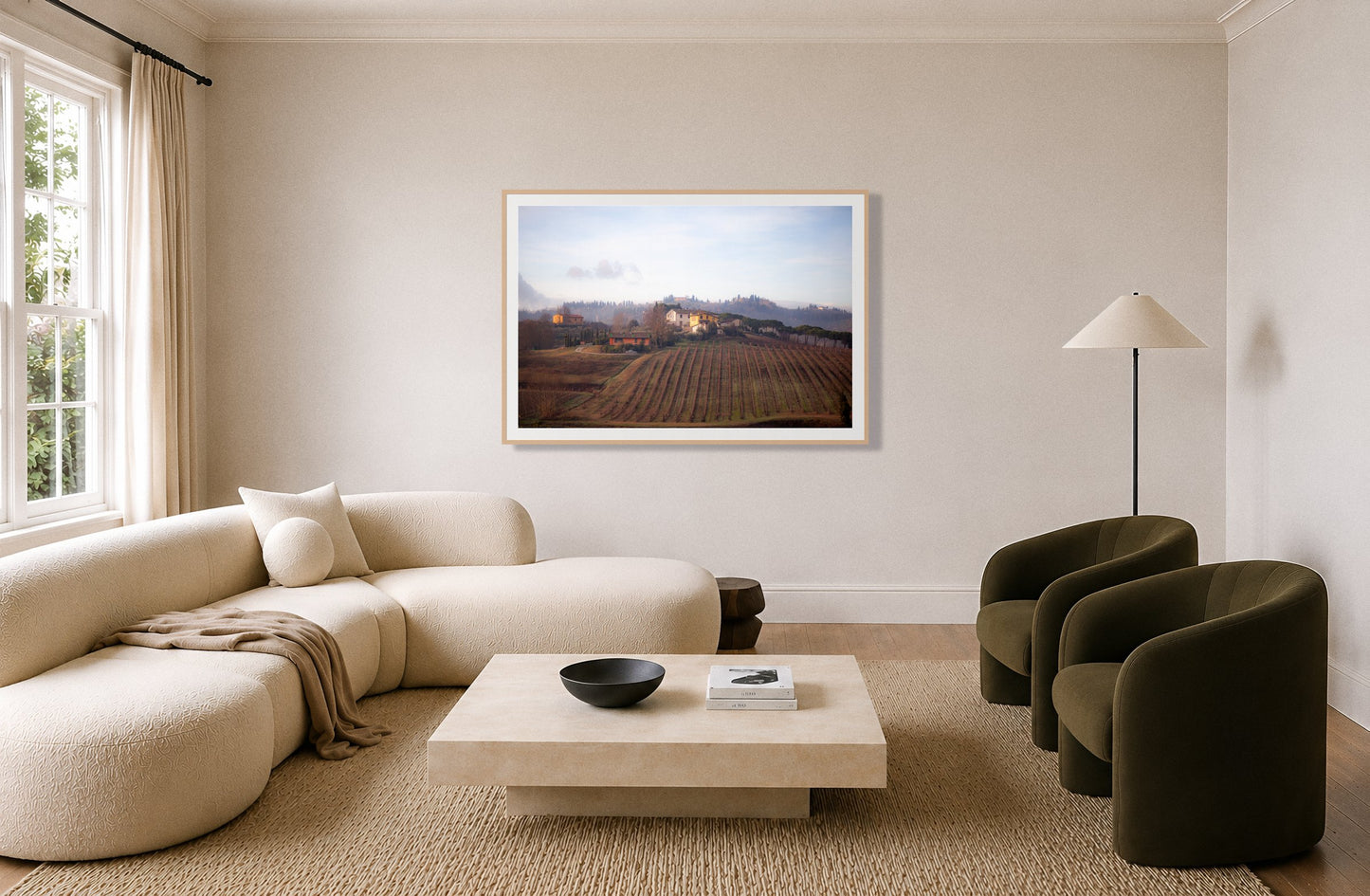 Framed photograph of Villa by Dylan Ozanich displayed on a wall