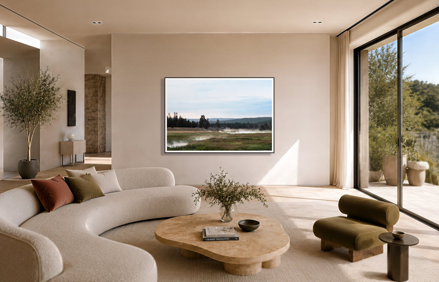 Framed photograph of Yellowstone Morning by Dylan Ozanich displayed on a wall