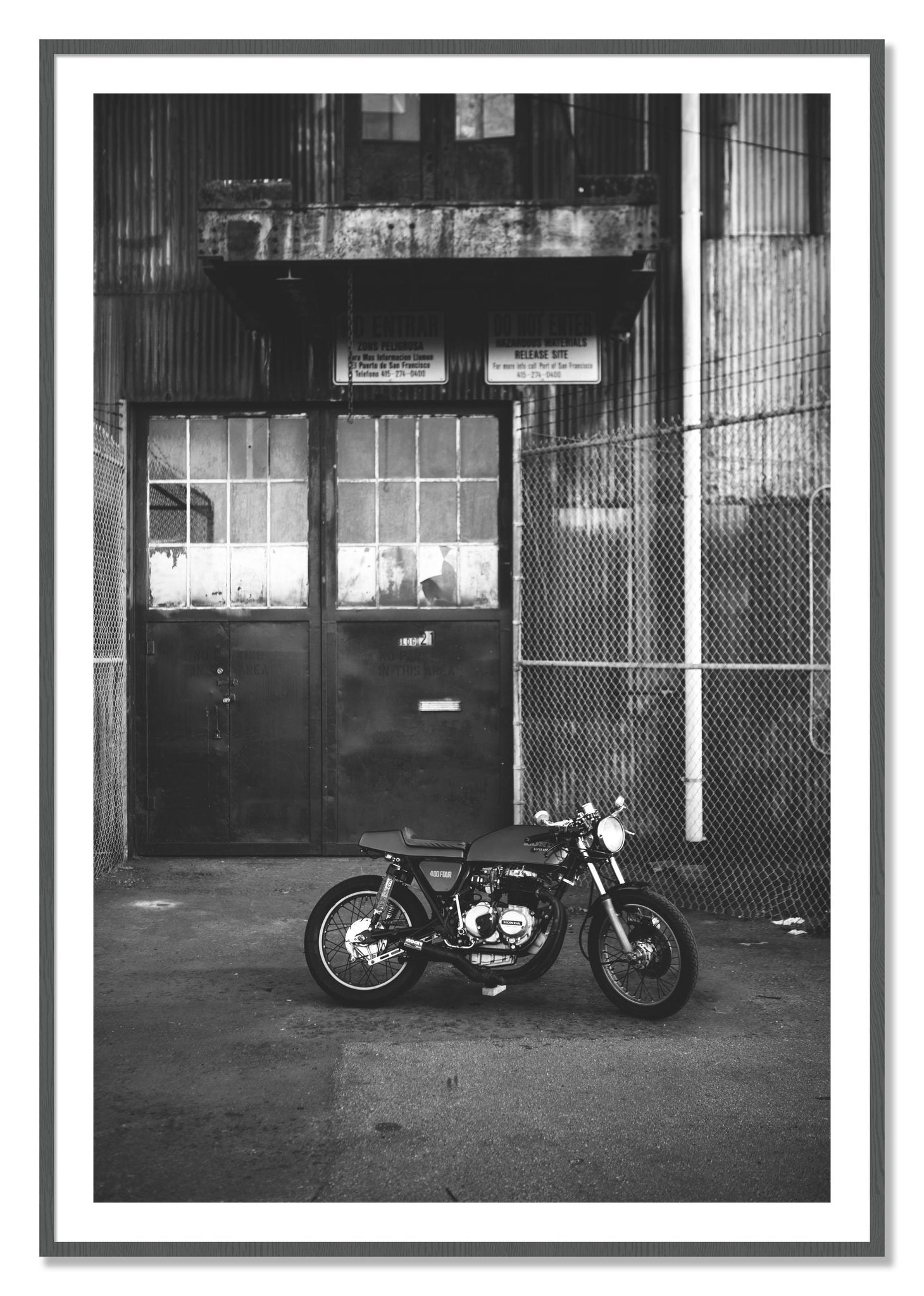 Framed photograph of 400Four by Dylan Ozanich, Grey frame, Borders
