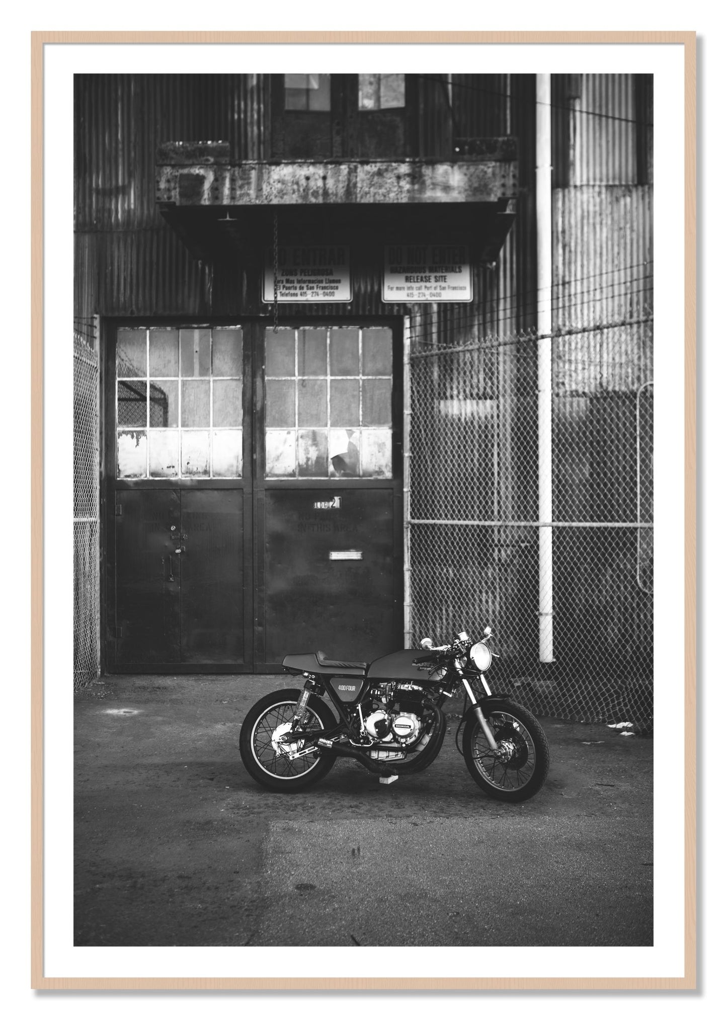 Framed photograph of 400Four by Dylan Ozanich, Maple frame, Borders