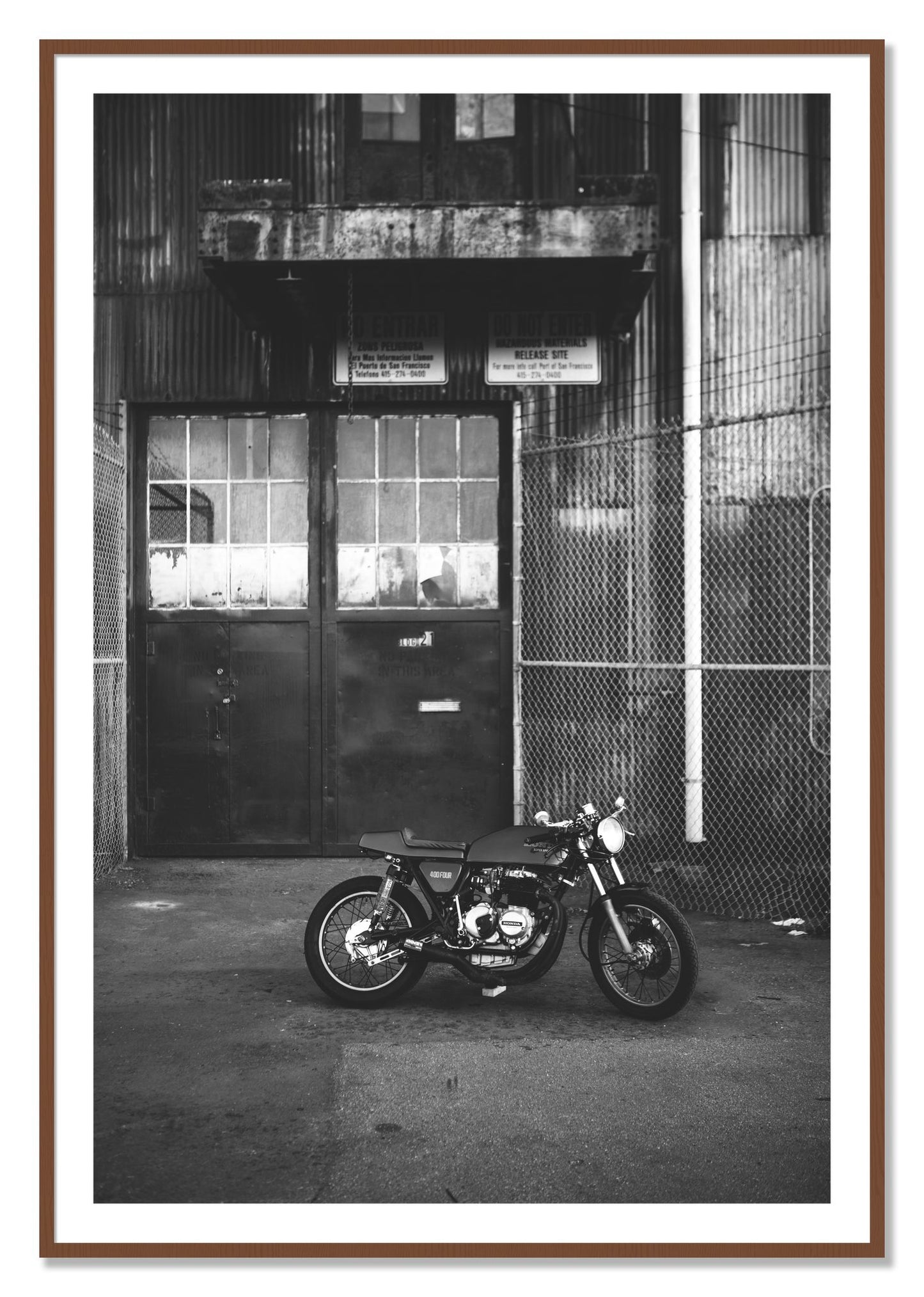 Framed photograph of 400Four by Dylan Ozanich, Walnut frame, Borders