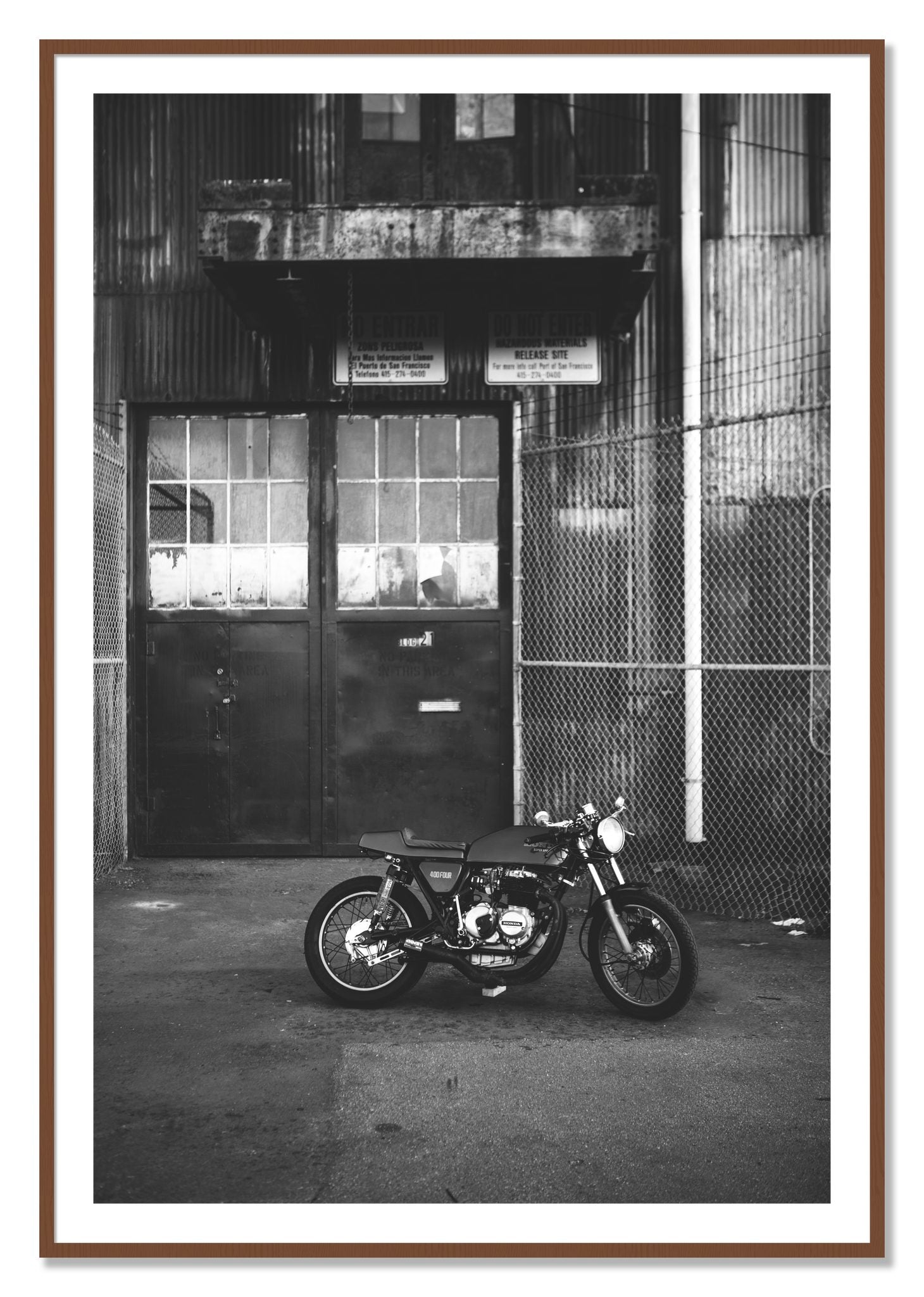 Framed photograph of 400Four by Dylan Ozanich, Walnut frame, Borders