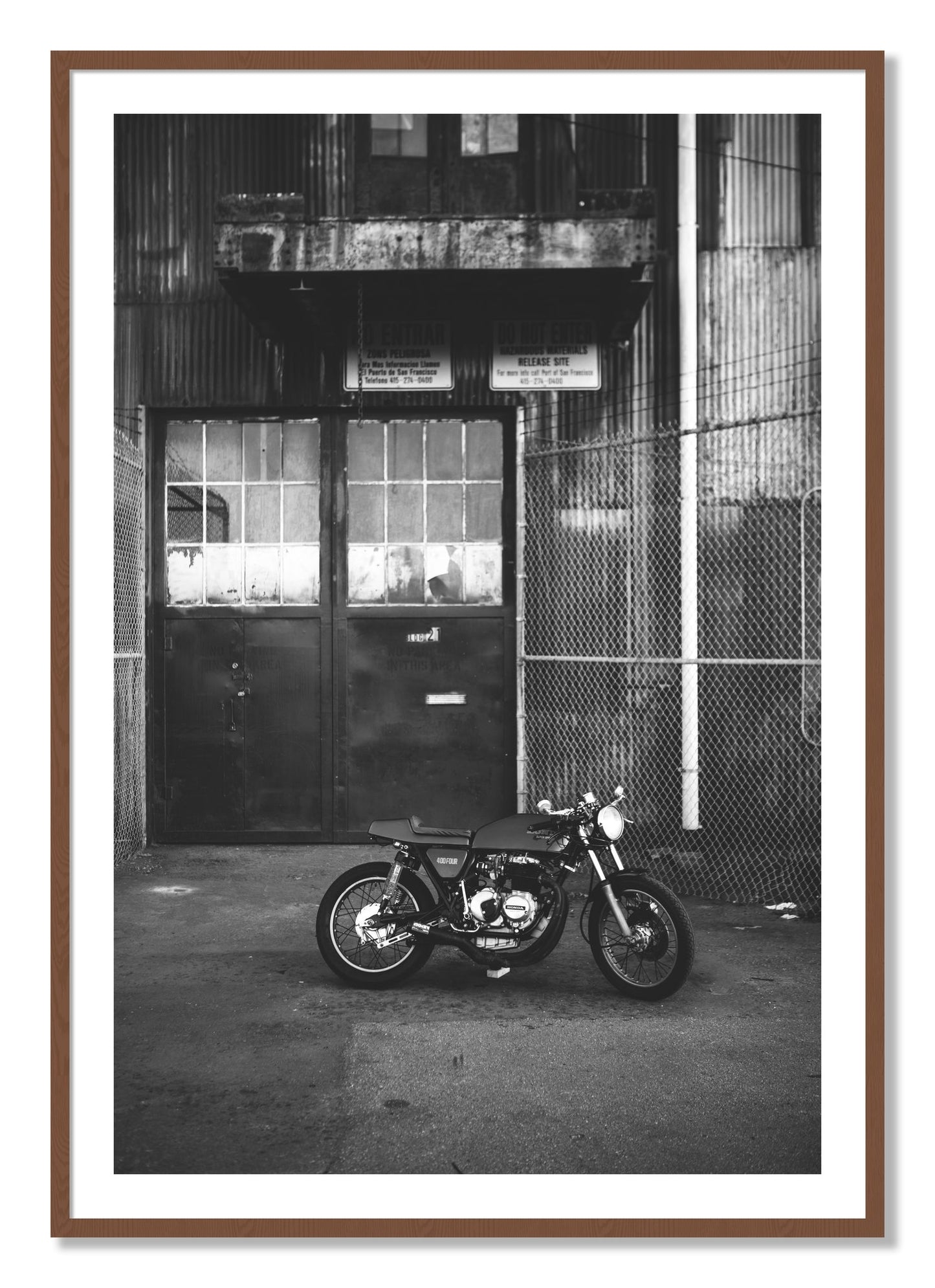 Framed photograph of 400Four by Dylan Ozanich, Walnut frame, Borders