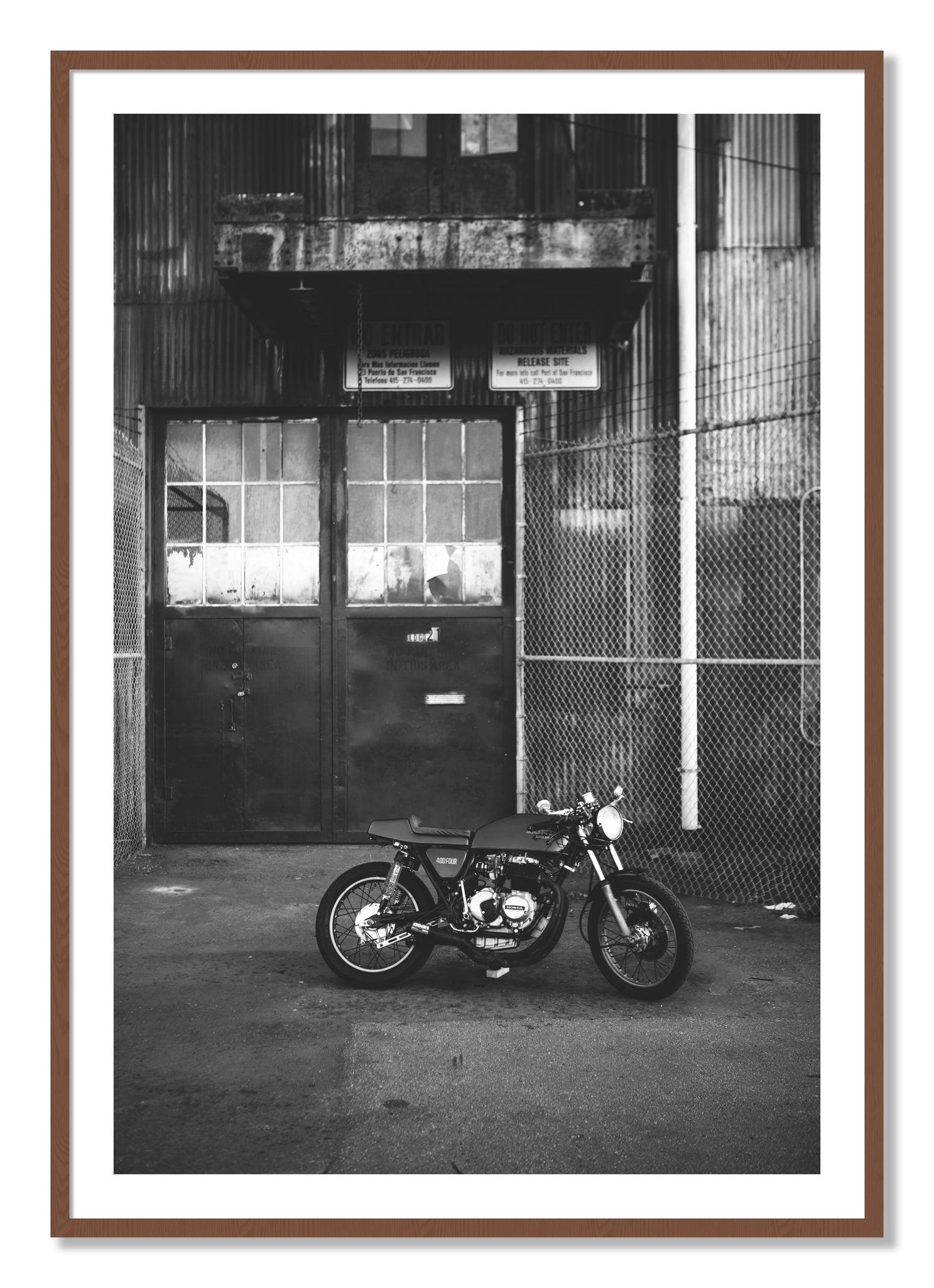 Framed photograph of 400Four by Dylan Ozanich, Walnut frame, Borders