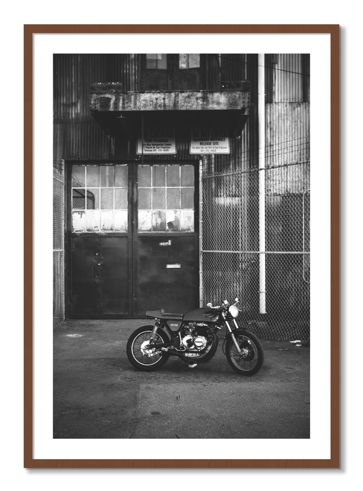 Framed photograph of 400Four by Dylan Ozanich, Walnut frame, Borders