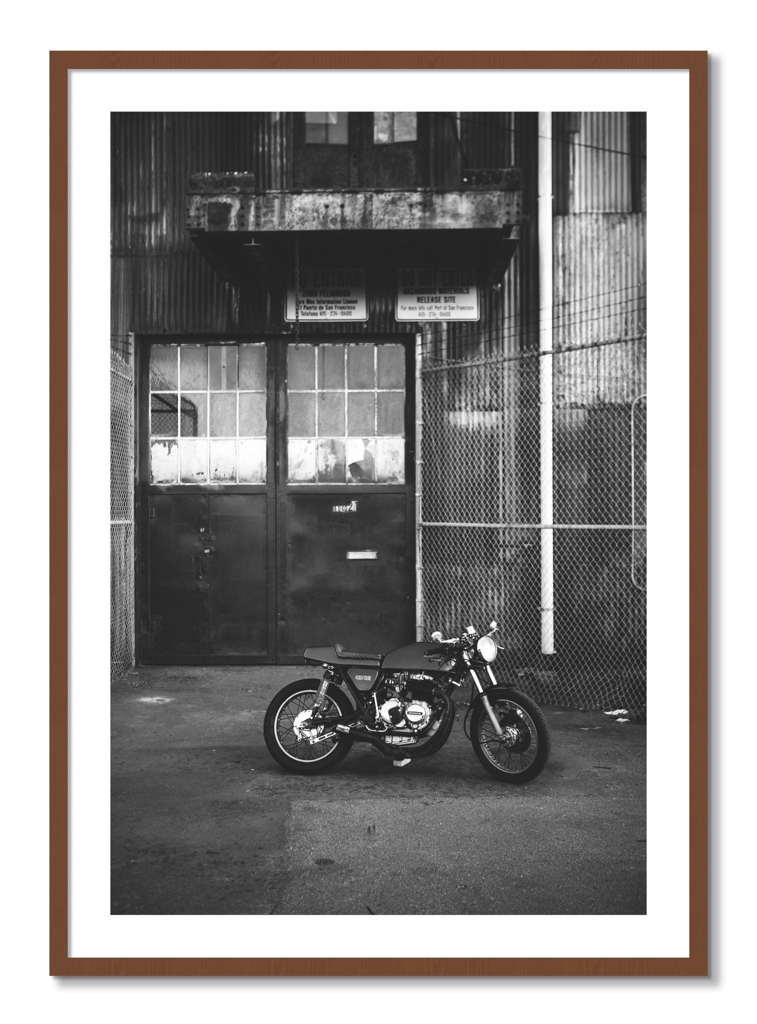 Framed photograph of 400Four by Dylan Ozanich, Walnut frame, Borders