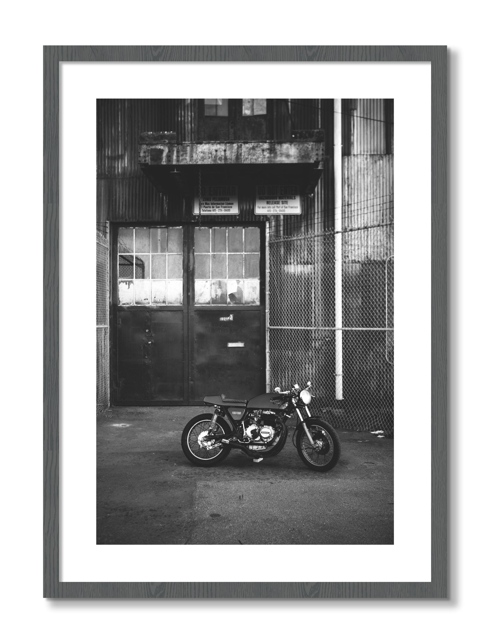 Framed photograph of 400Four by Dylan Ozanich, Grey frame, Borders