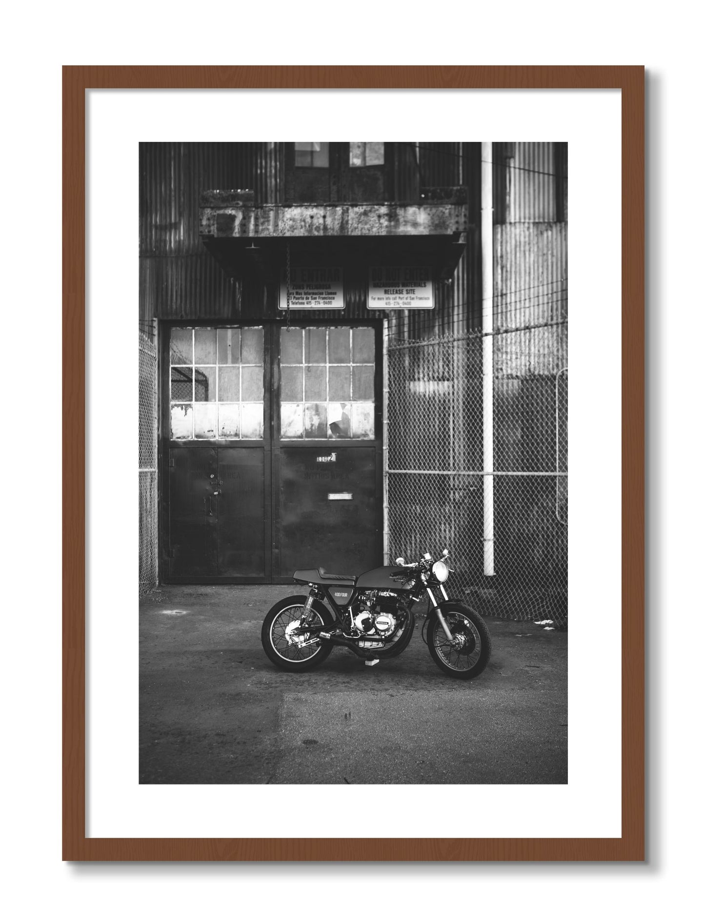 Framed photograph of 400Four by Dylan Ozanich, Walnut frame, Borders