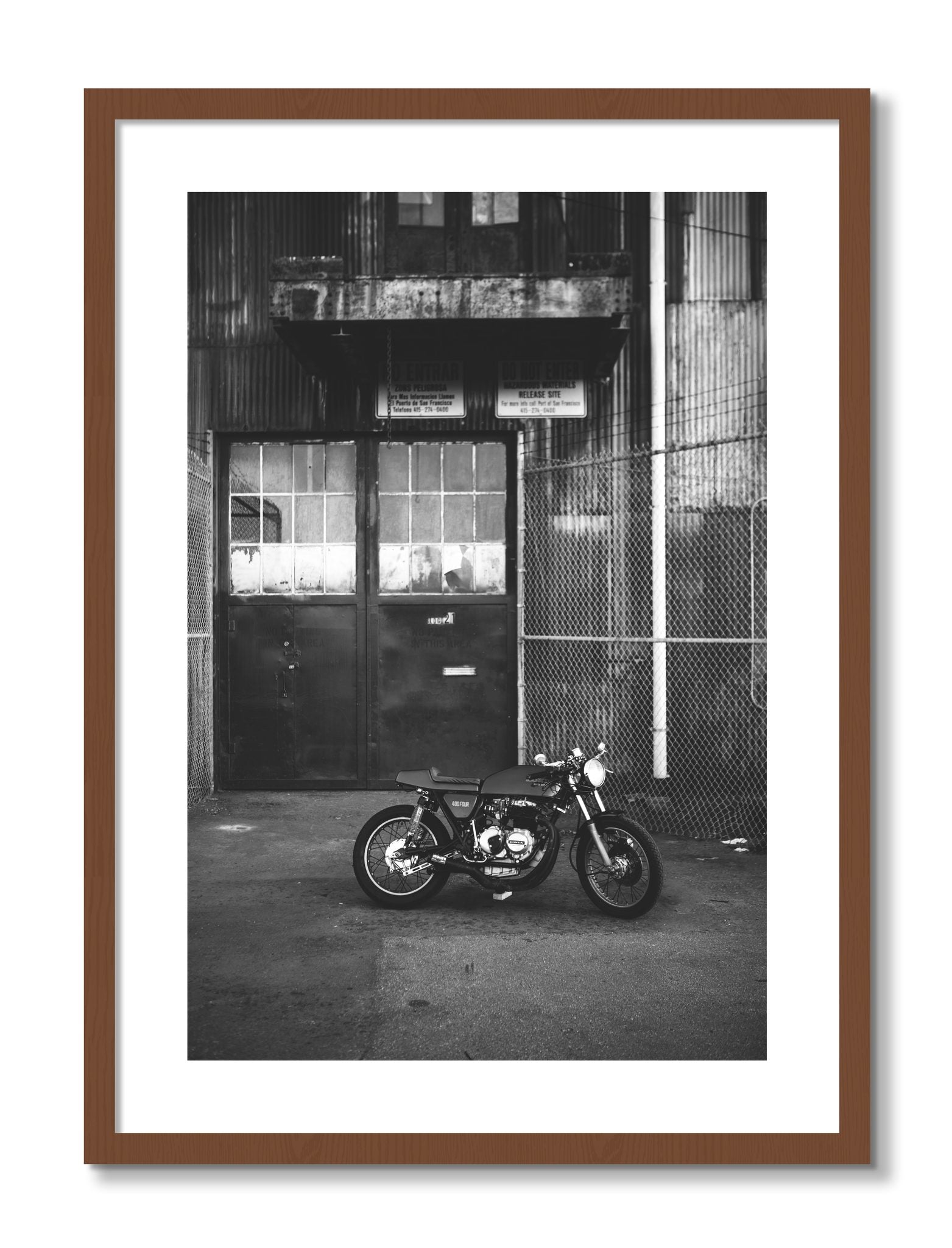 Framed photograph of 400Four by Dylan Ozanich, Walnut frame, Borders