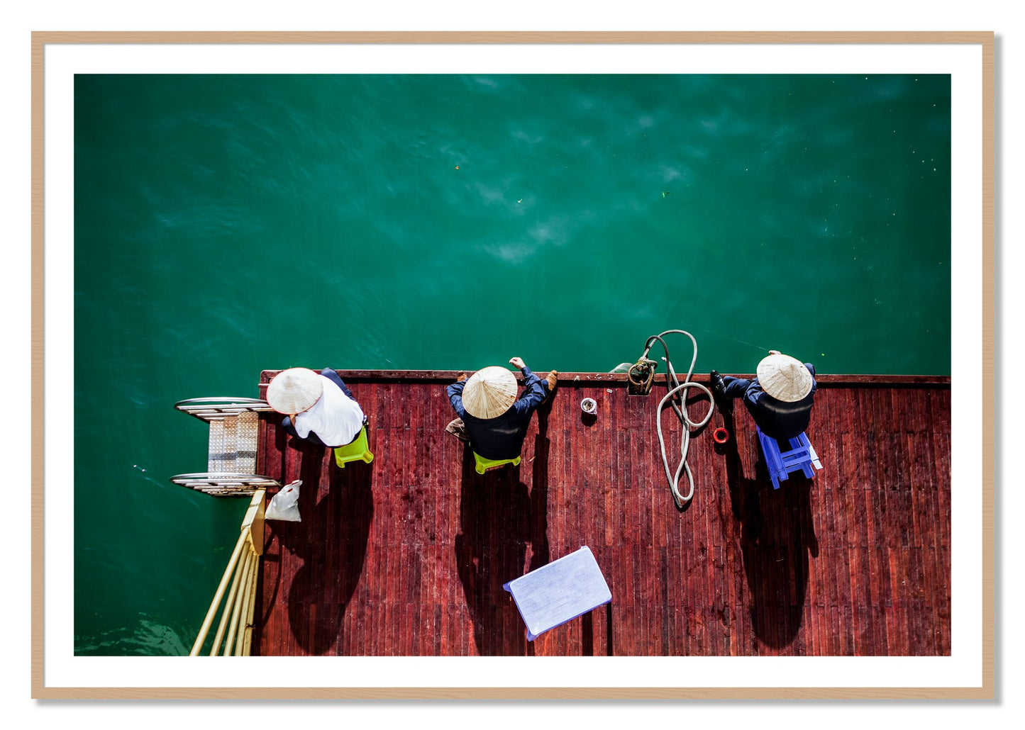 Framed photograph of Afternoon Ritual by Dylan Ozanich, Oak frame, Borders