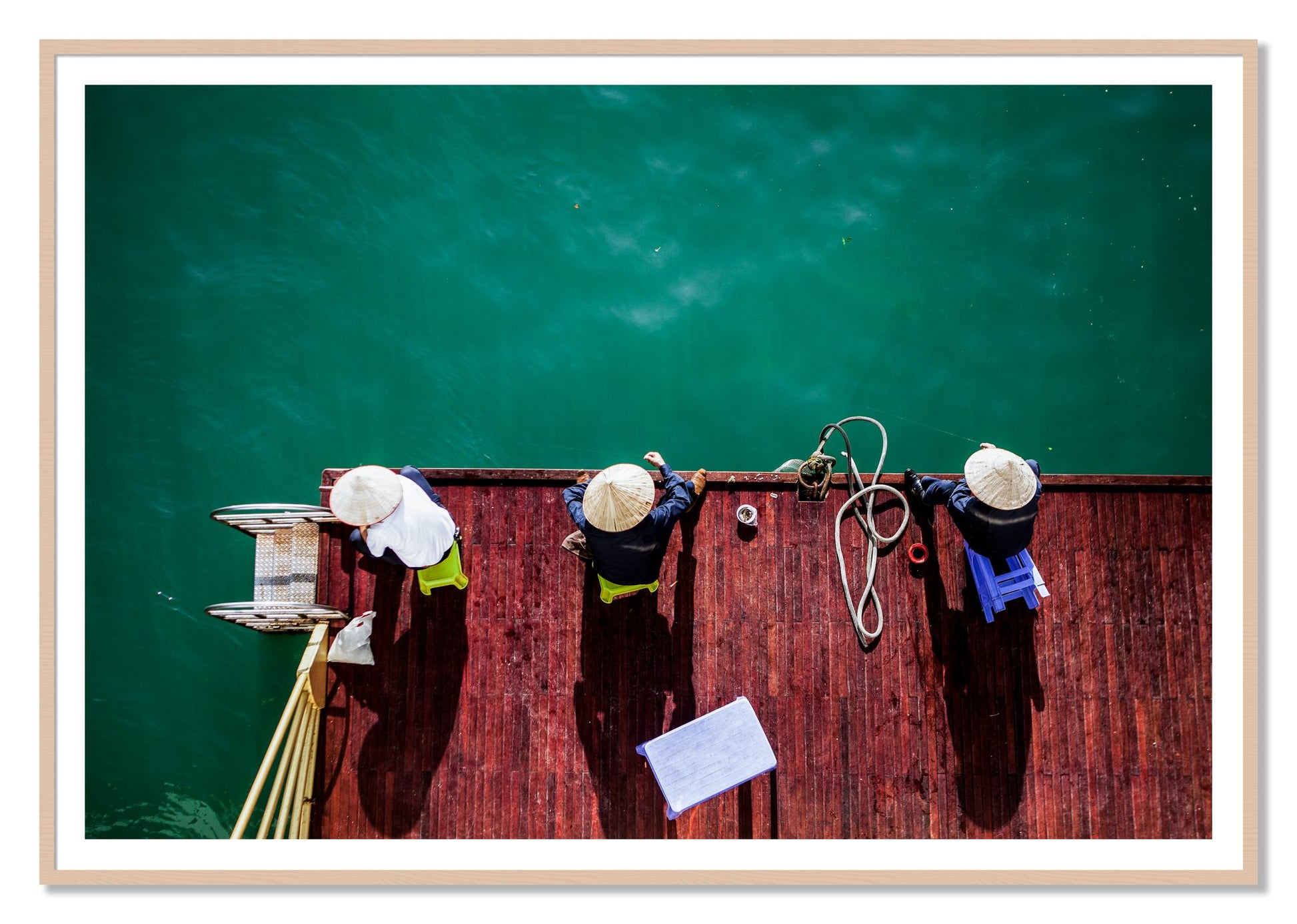 Framed photograph of Afternoon Ritual by Dylan Ozanich, Maple frame, Borders