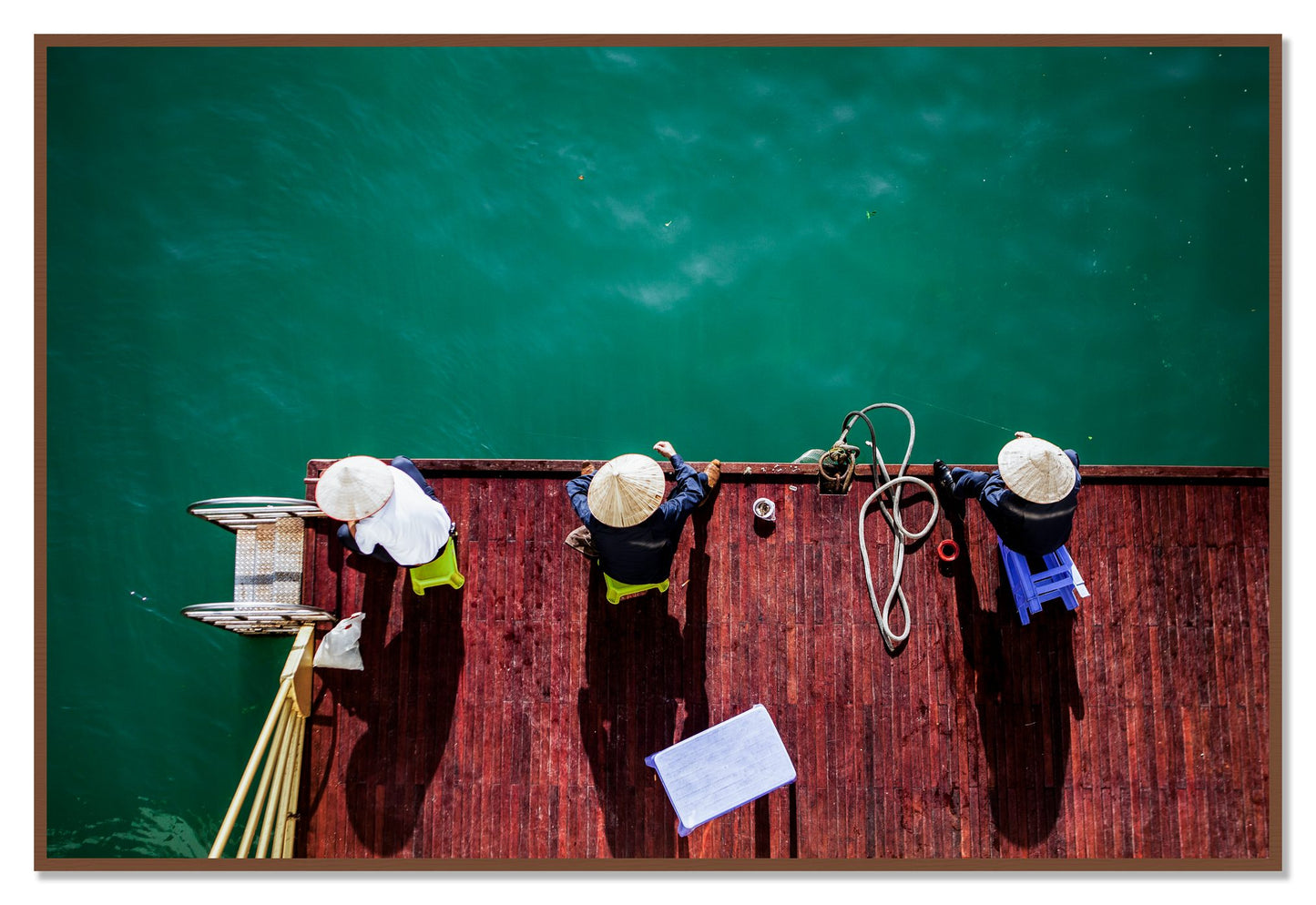 Framed photograph of Afternoon Ritual by Dylan Ozanich, Walnut frame, Full Bleed