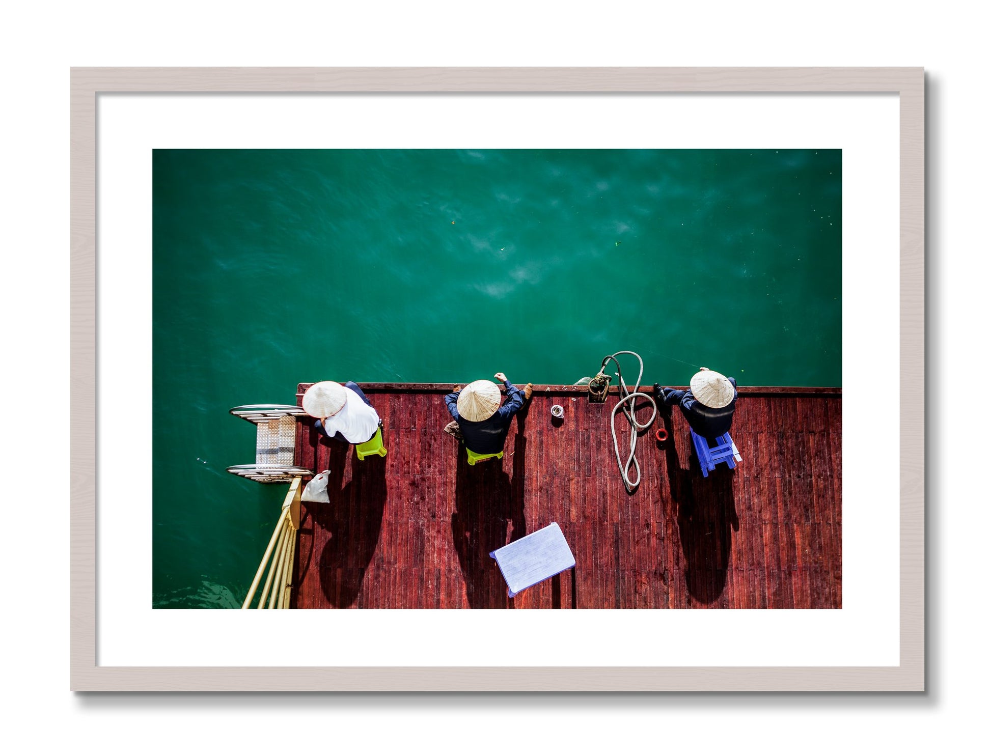 Framed photograph of Afternoon Ritual by Dylan Ozanich, White Maple frame, Borders