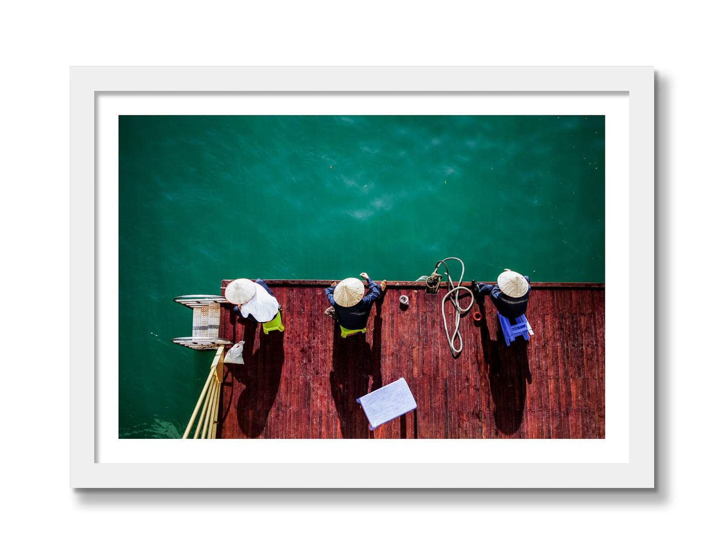 Framed photograph of Afternoon Ritual by Dylan Ozanich, White frame, Borders