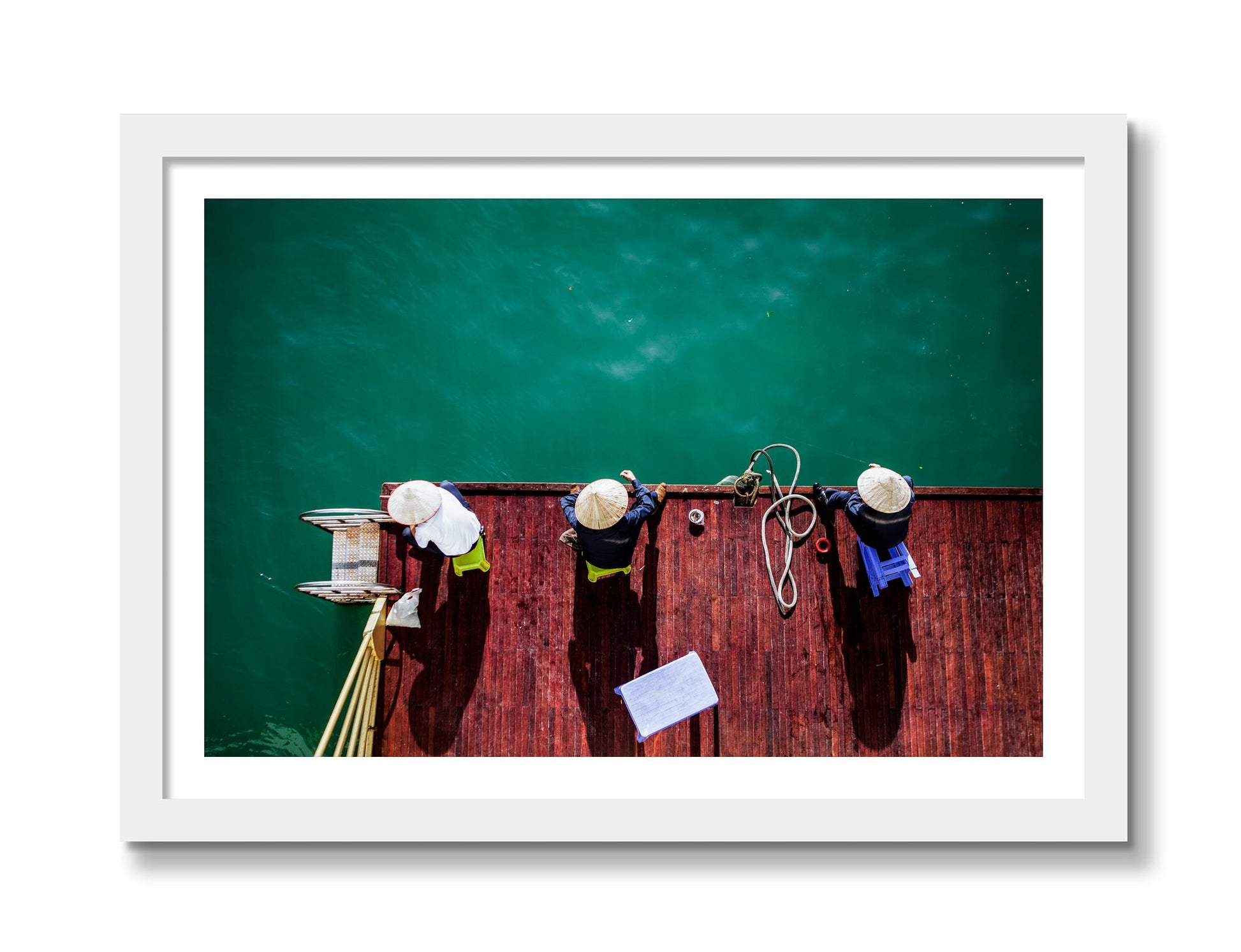 Framed photograph of Afternoon Ritual by Dylan Ozanich, White frame, Borders