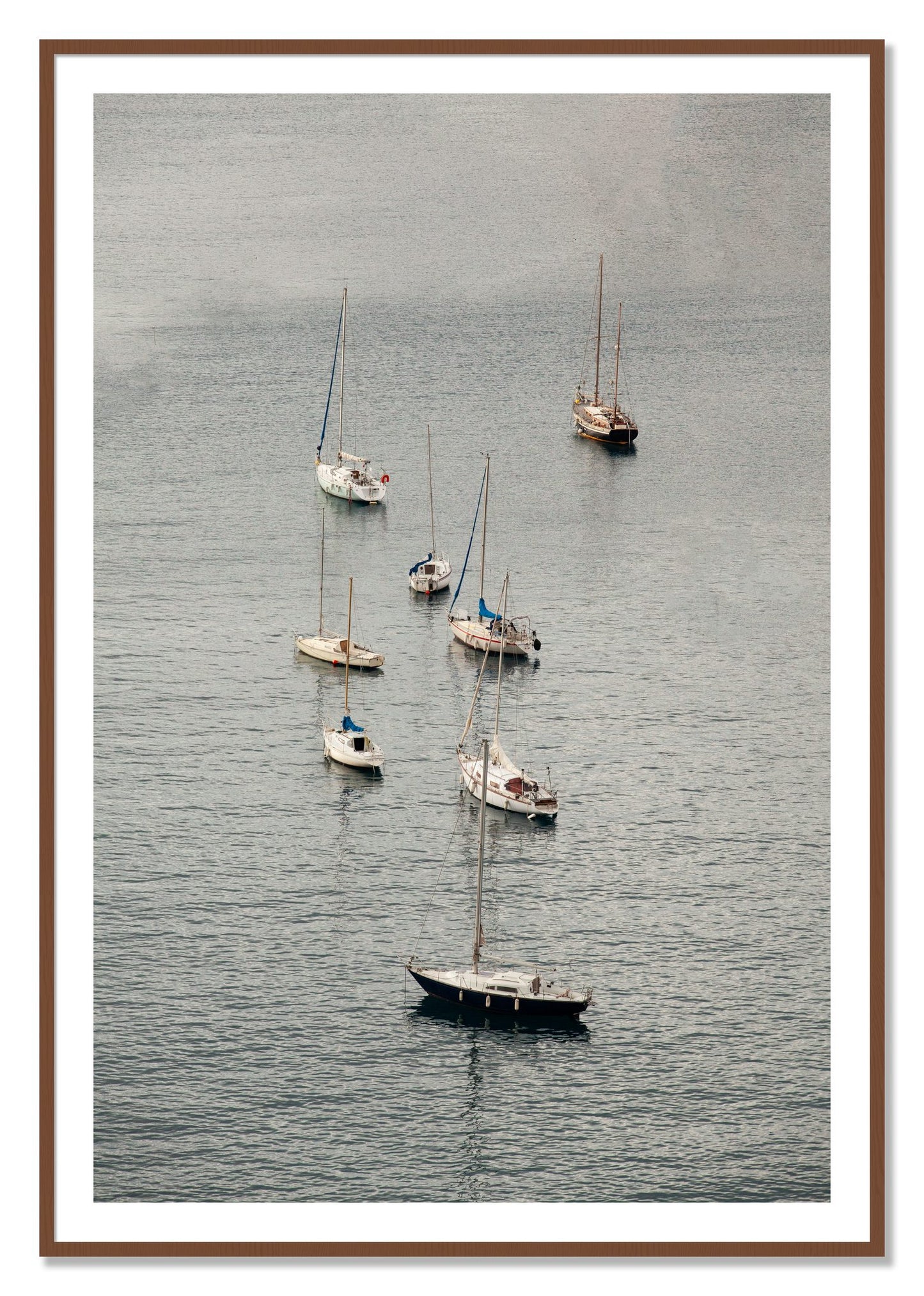 Framed photograph of Anchored by Dylan Ozanich, Walnut frame, Borders