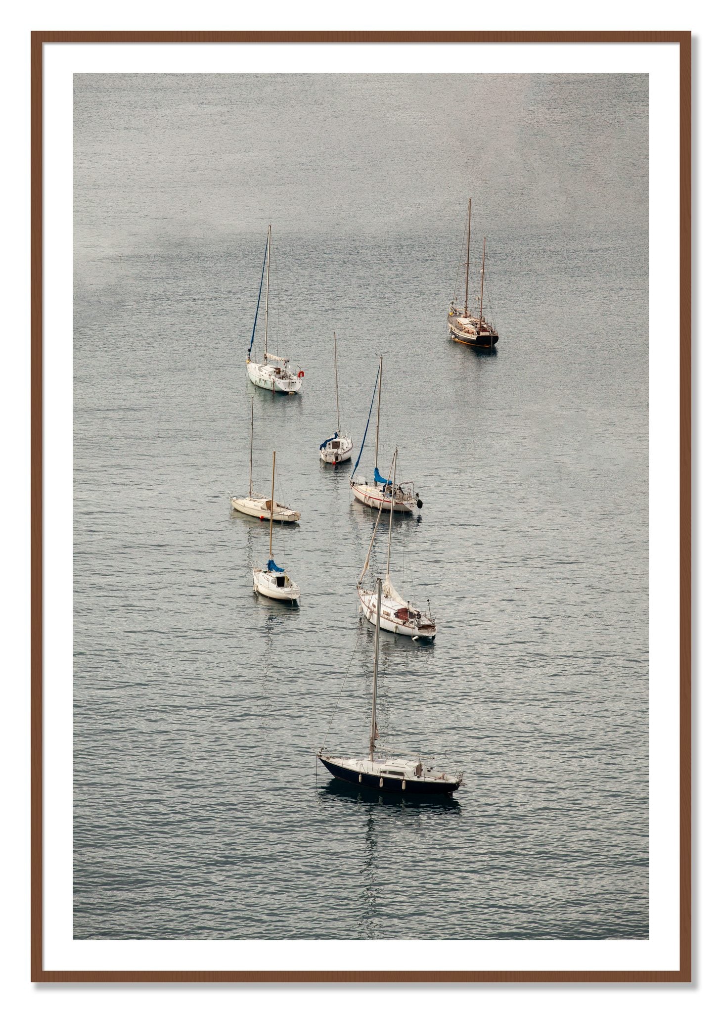 Framed photograph of Anchored by Dylan Ozanich, Walnut frame, Borders