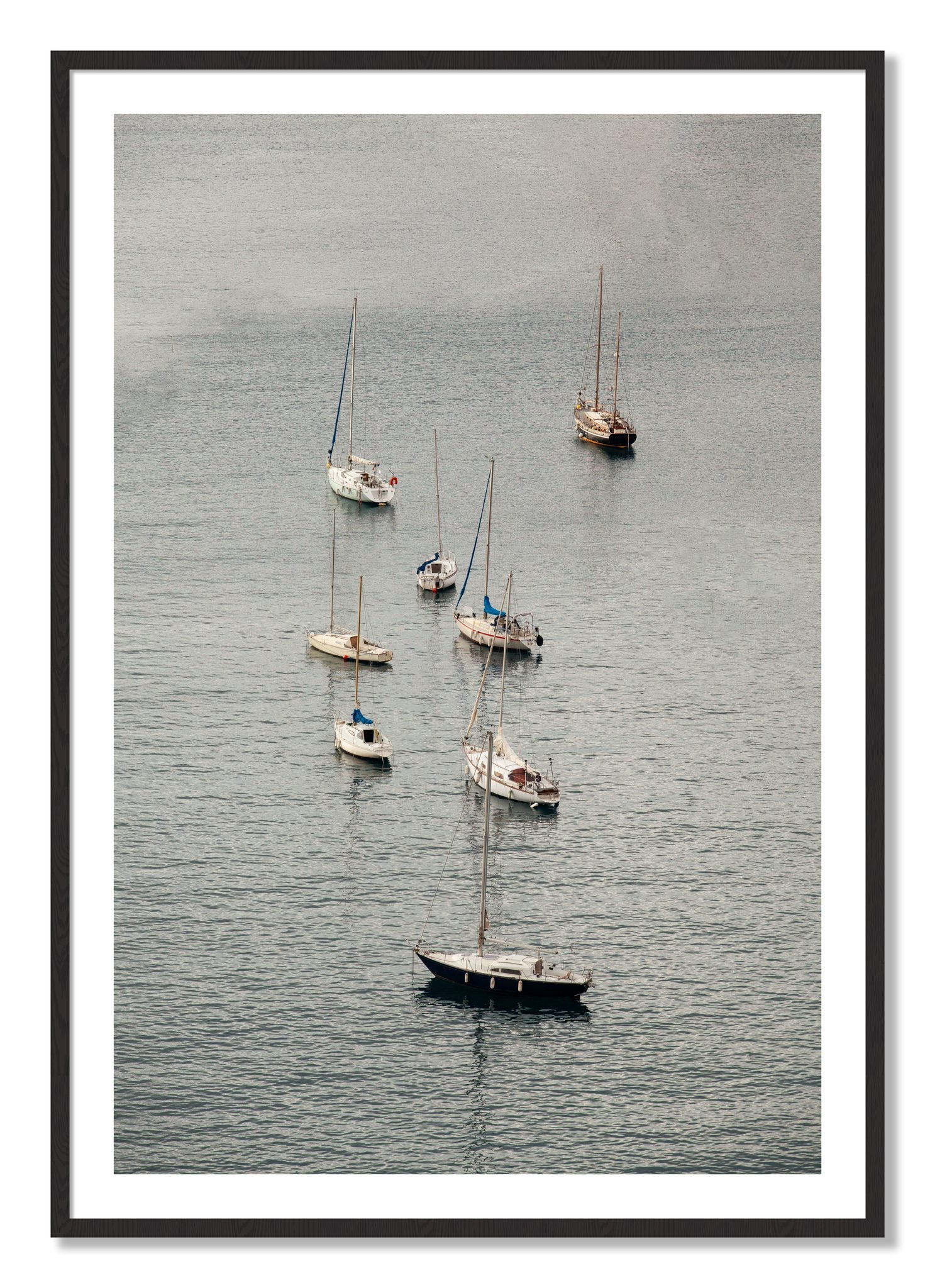 Framed photograph of Anchored by Dylan Ozanich, Black Walnut frame, Borders