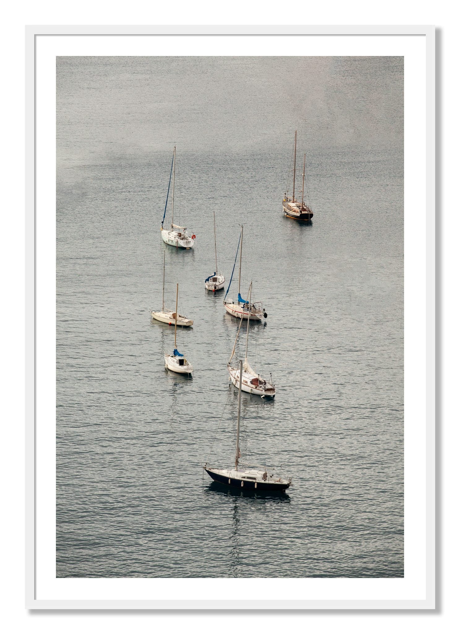 Framed photograph of Anchored by Dylan Ozanich, White frame, Borders