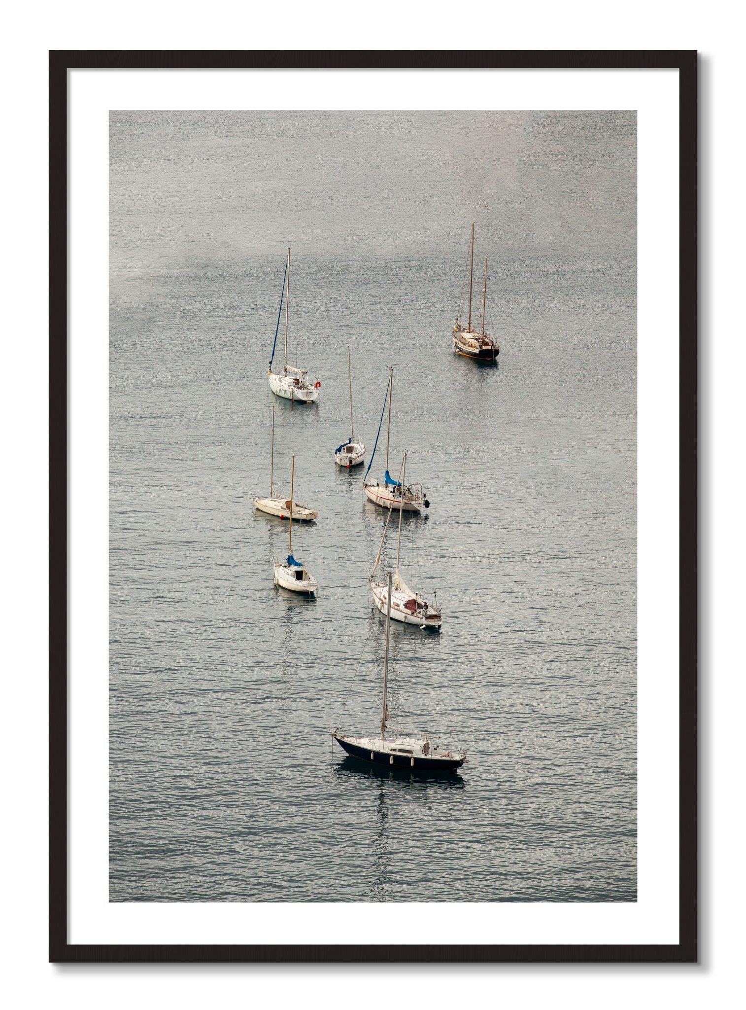 Framed photograph of Anchored by Dylan Ozanich, Black Walnut frame, Borders