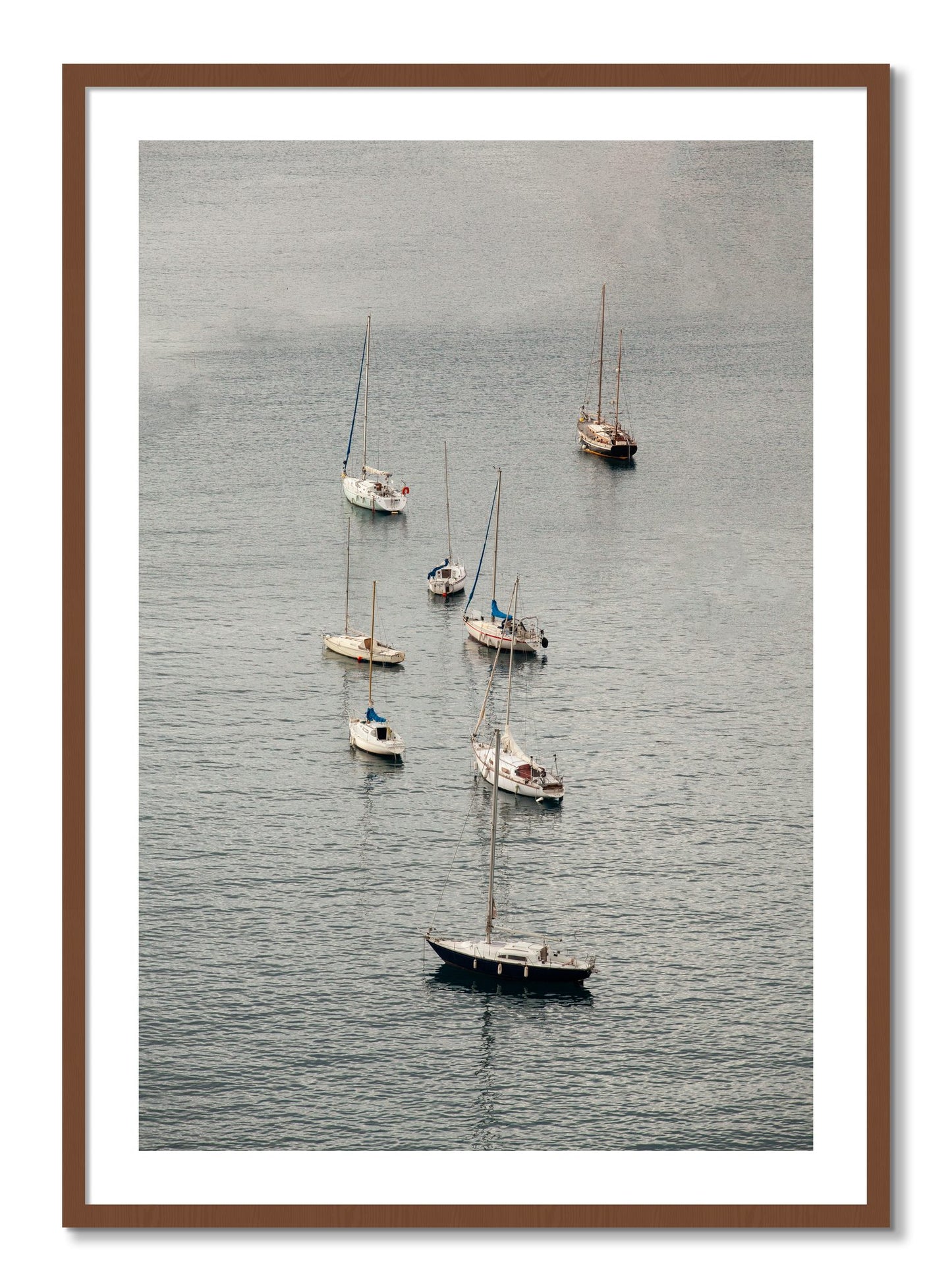Framed photograph of Anchored by Dylan Ozanich, Walnut frame, Borders
