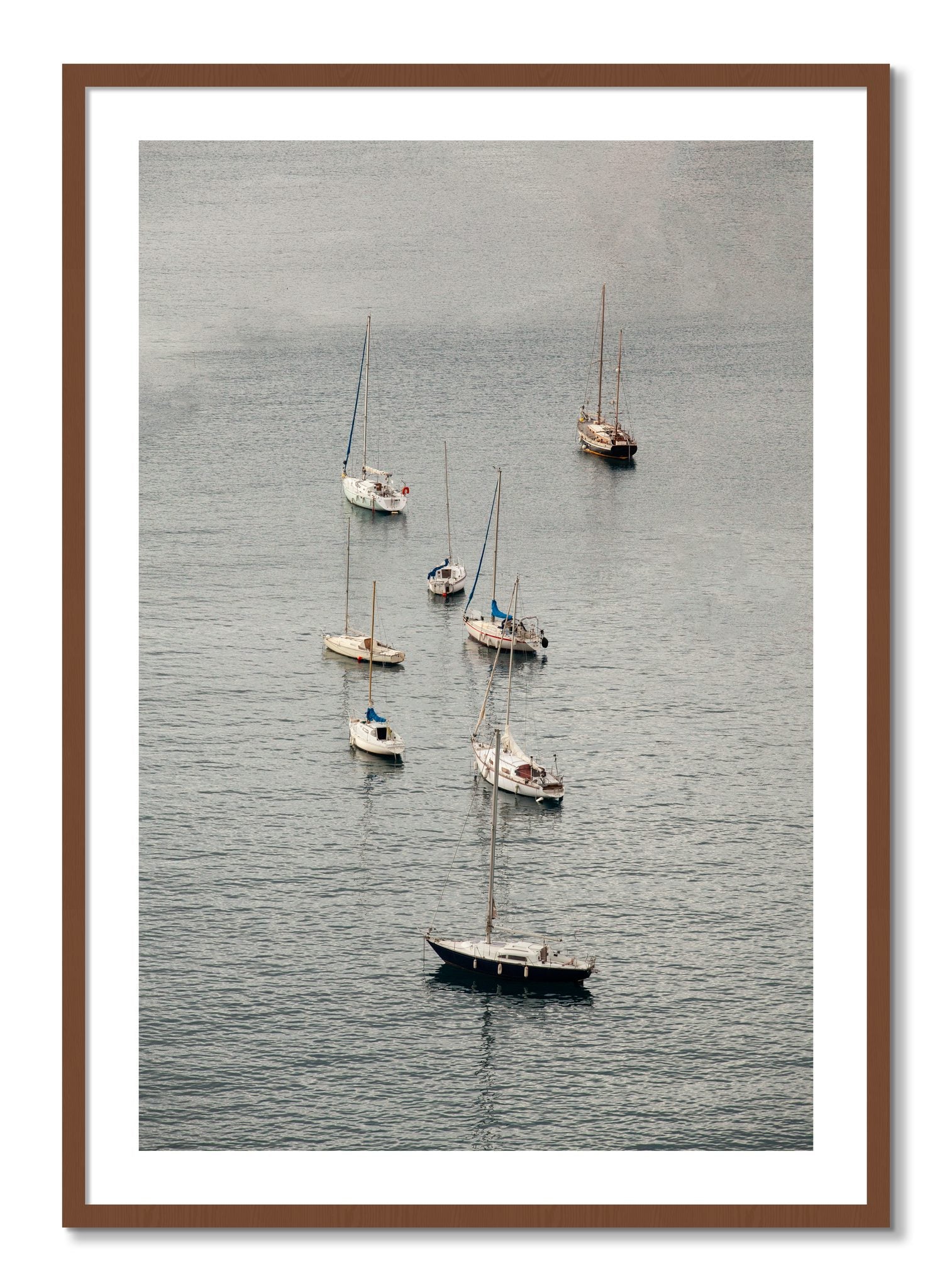 Framed photograph of Anchored by Dylan Ozanich, Walnut frame, Borders