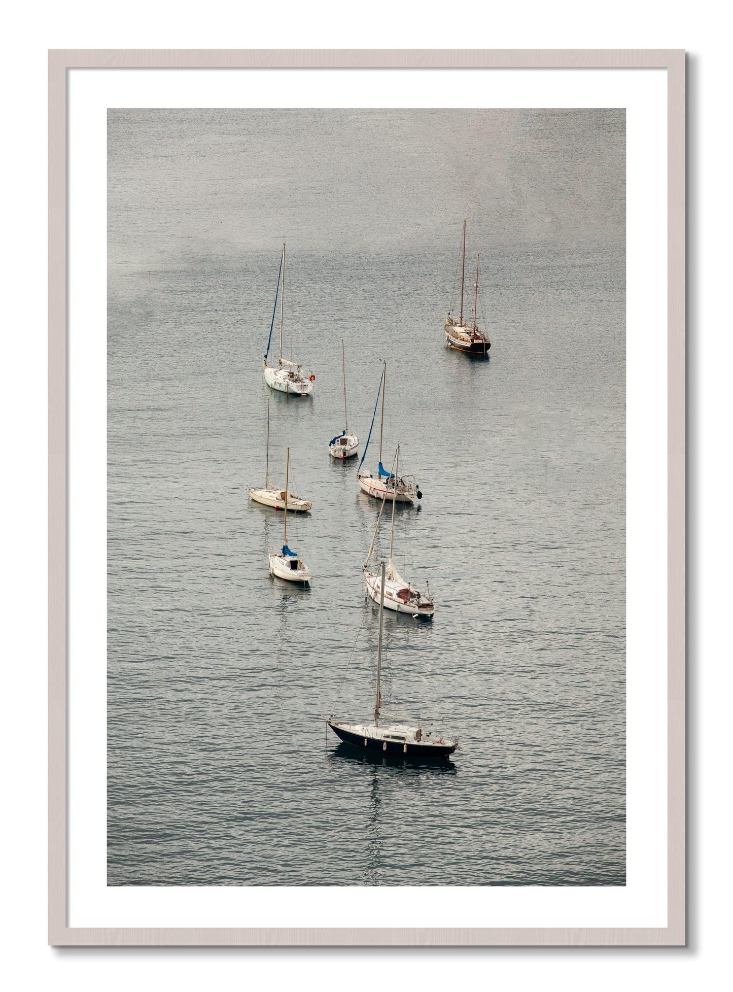 Framed photograph of Anchored by Dylan Ozanich, White Maple frame, Borders