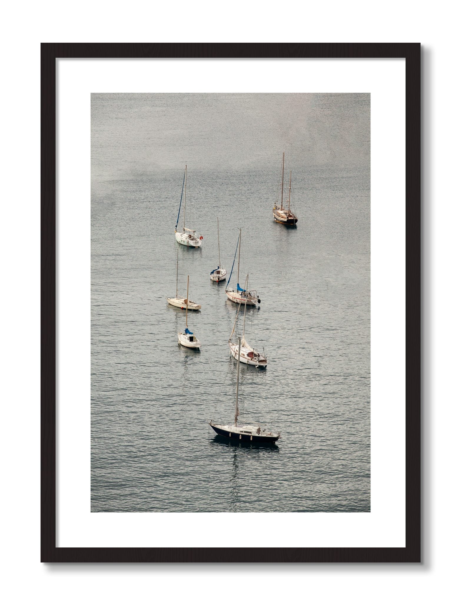 Framed photograph of Anchored by Dylan Ozanich, Black Walnut frame, Borders