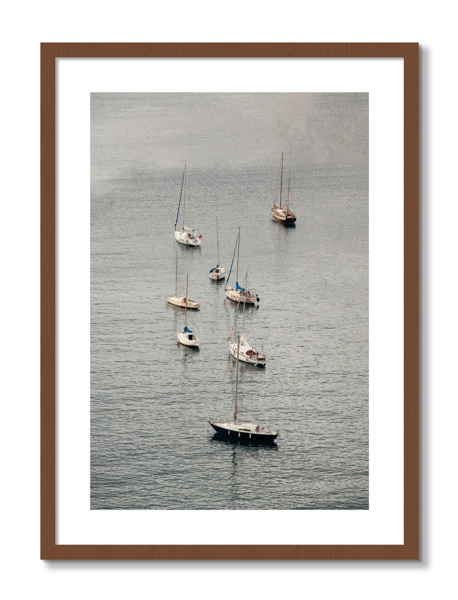 Framed photograph of Anchored by Dylan Ozanich, Walnut frame, Borders