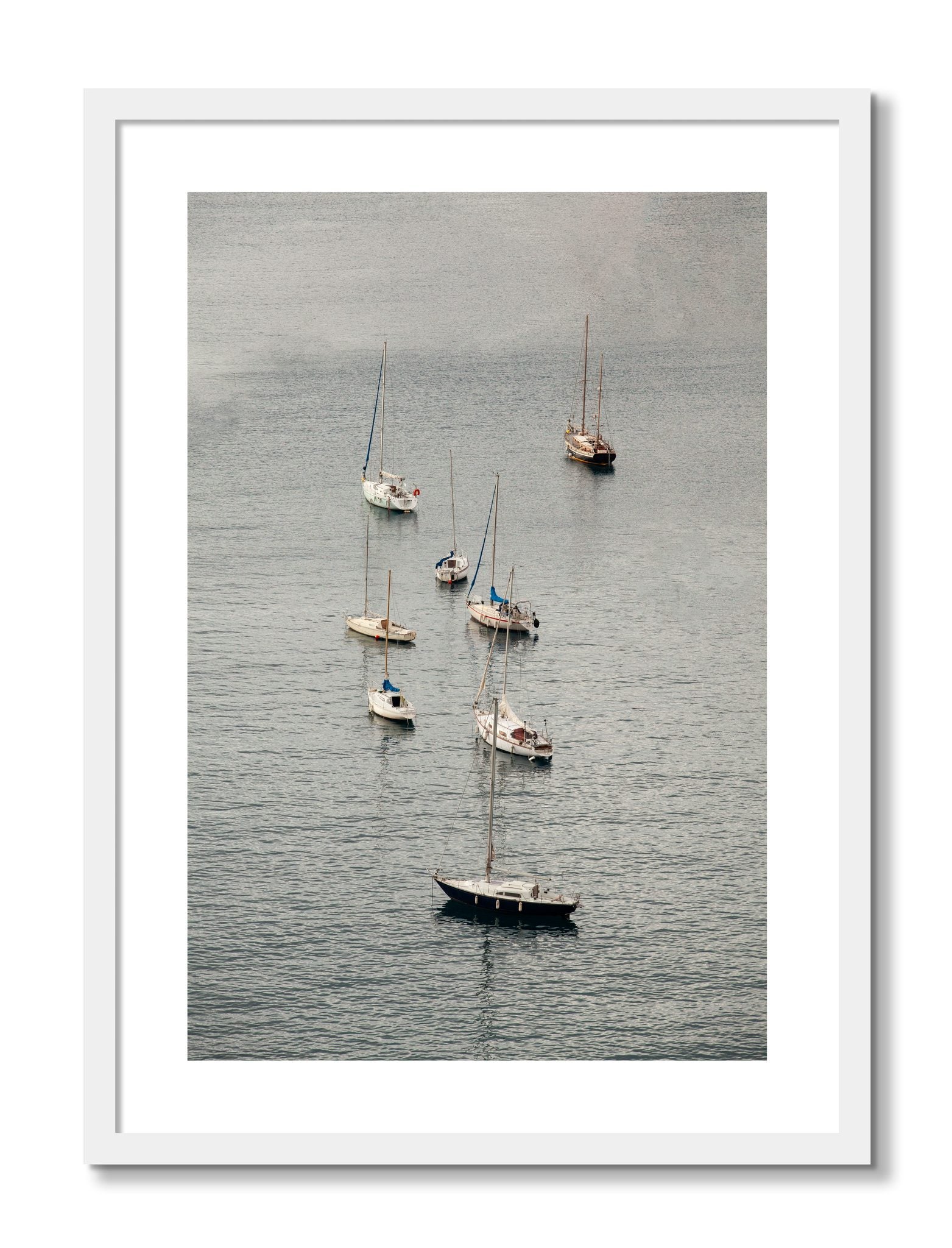 Framed photograph of Anchored by Dylan Ozanich, White frame, Borders