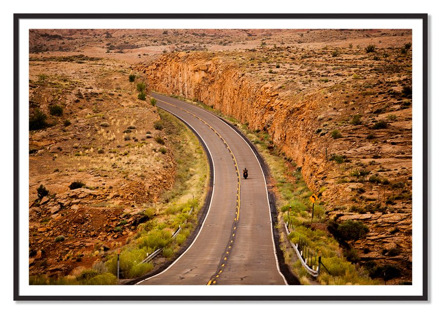 Around The Turn by Dylan Ozanich, 48×72 print with a White Border in a Black Walnut frame