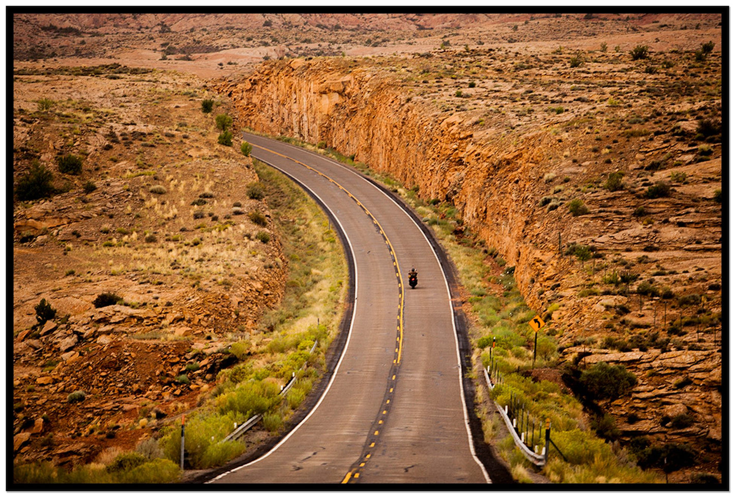 Around The Turn by Dylan Ozanich, 48×72 Full Bleed Print in a Black frame
