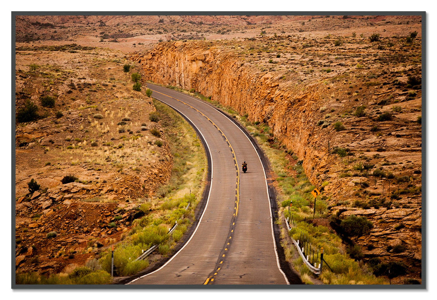 Around The Turn by Dylan Ozanich, 48×72 Full Bleed Print in a Grey frame