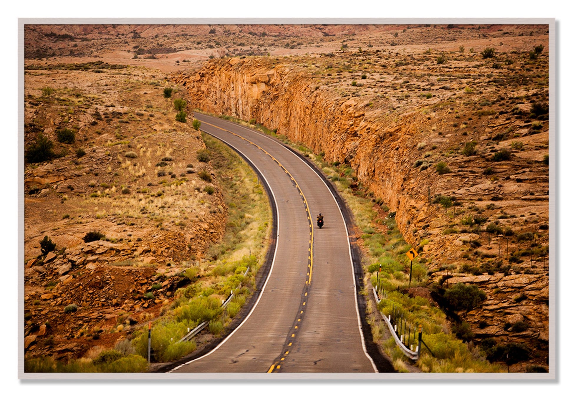 Framed photograph of Around The Turn by Dylan Ozanich, White Maple frame, Full Bleed