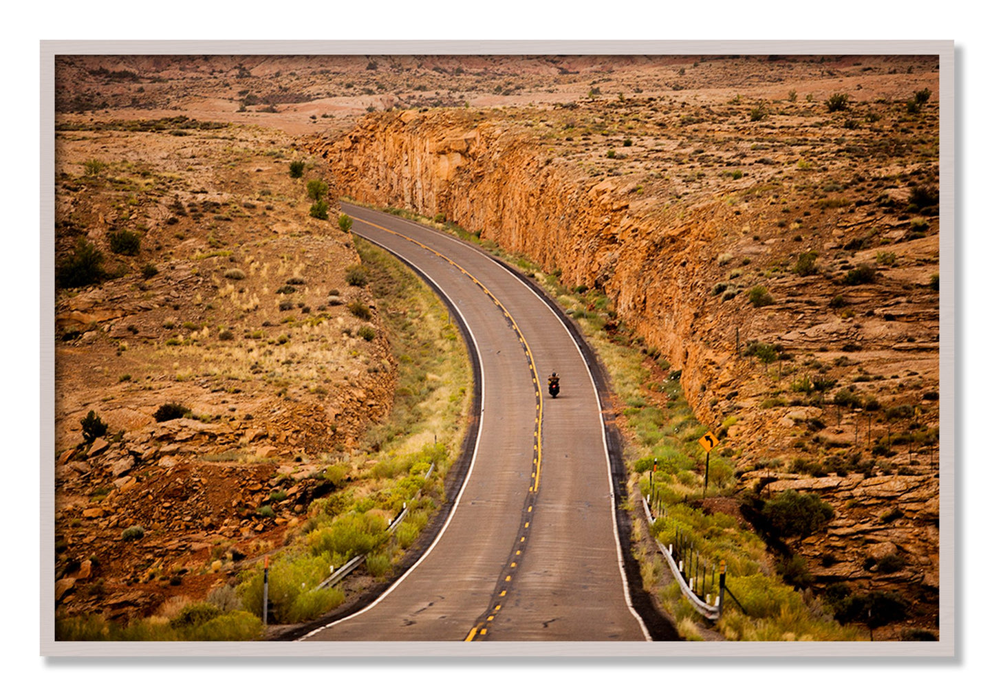 Framed photograph of Around The Turn by Dylan Ozanich, White Maple frame, Full Bleed