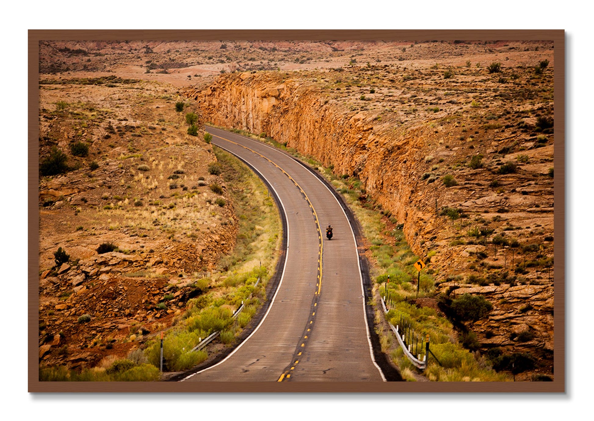 Framed photograph of Around The Turn by Dylan Ozanich, Walnut frame, Full Bleed