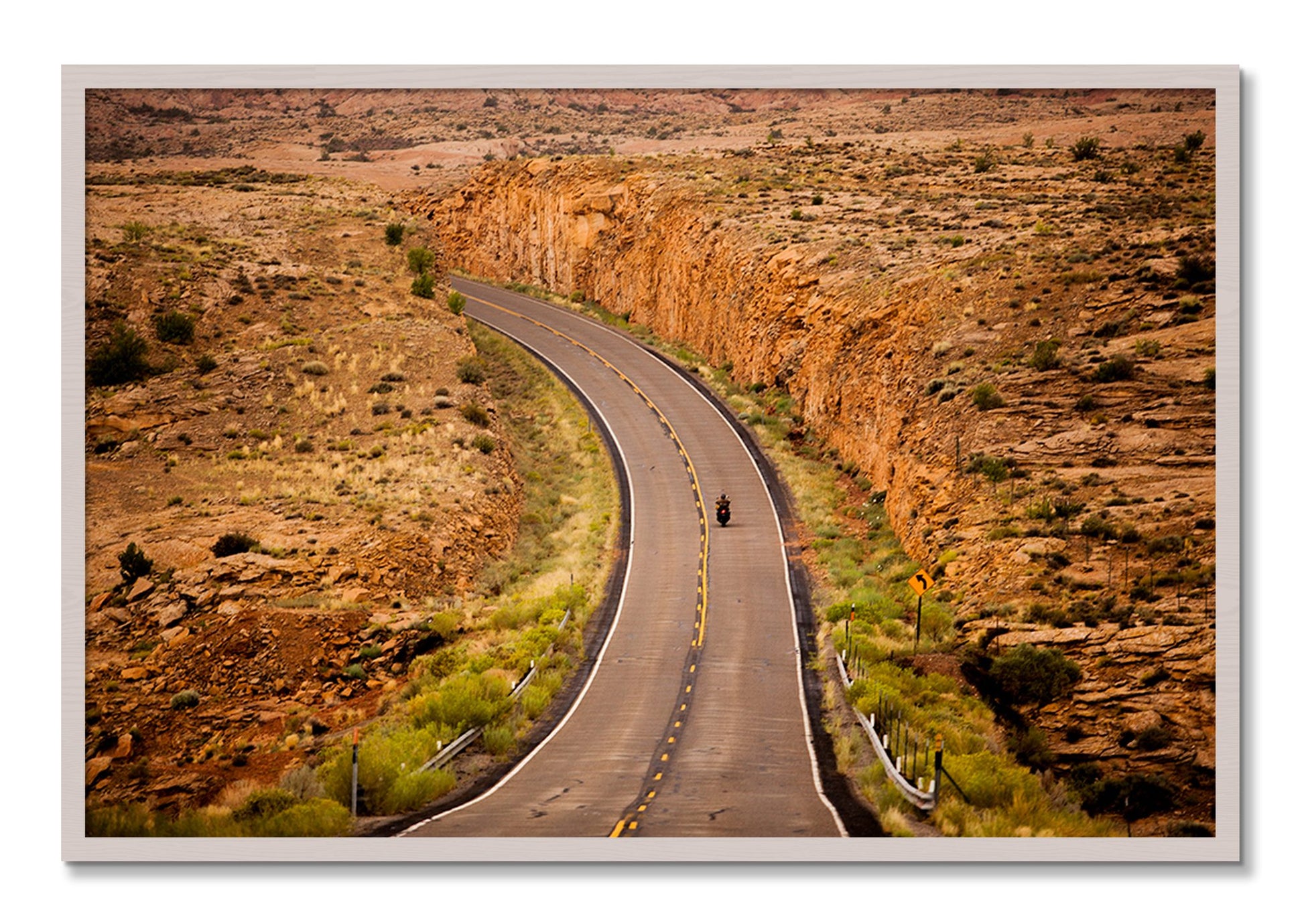 Framed photograph of Around The Turn by Dylan Ozanich, White Maple frame, Full Bleed