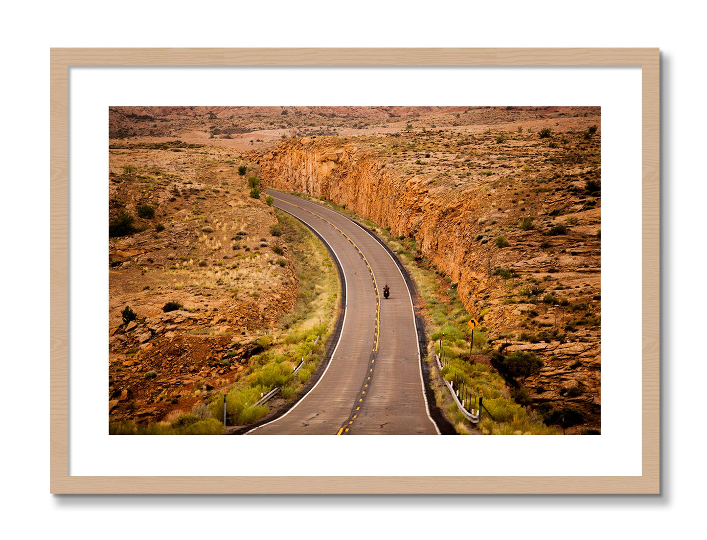 Framed photograph of Around The Turn by Dylan Ozanich, Oak frame, Borders