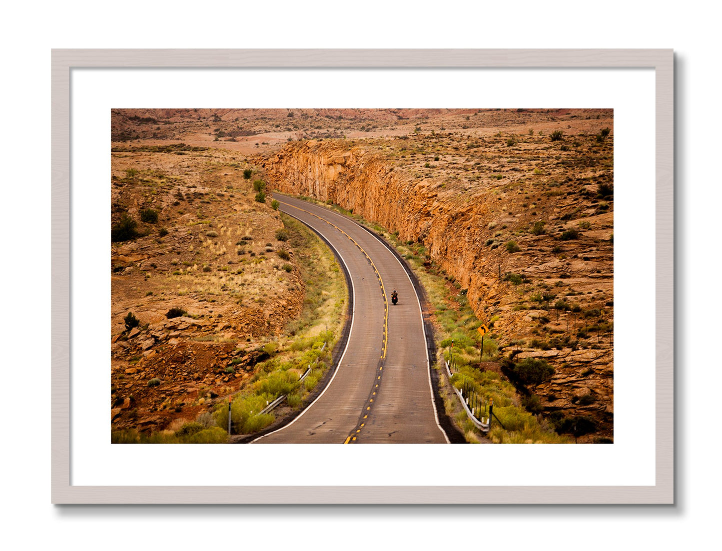 Framed photograph of Around The Turn by Dylan Ozanich, White Maple frame, Borders