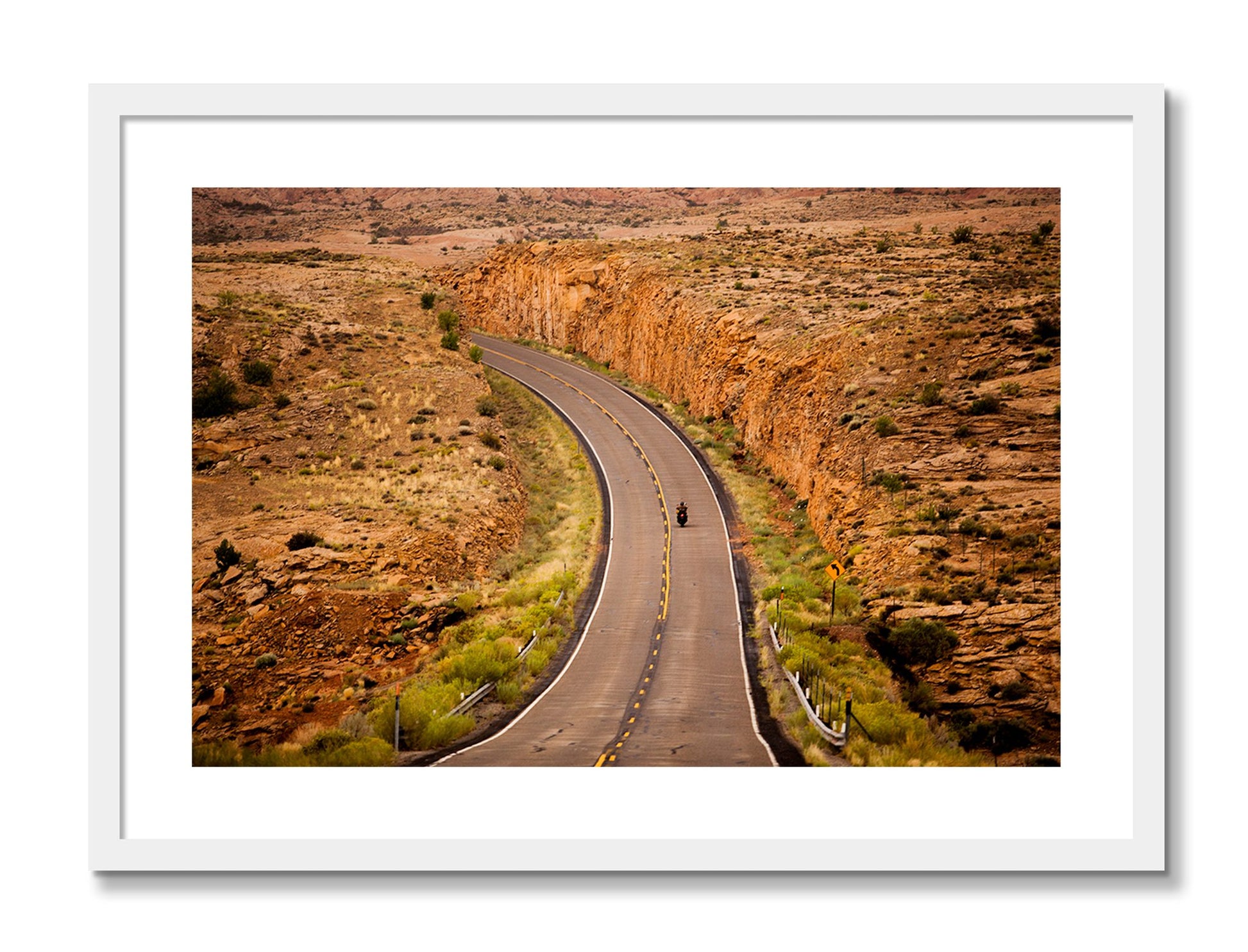Framed photograph of Around The Turn by Dylan Ozanich, White frame, Borders