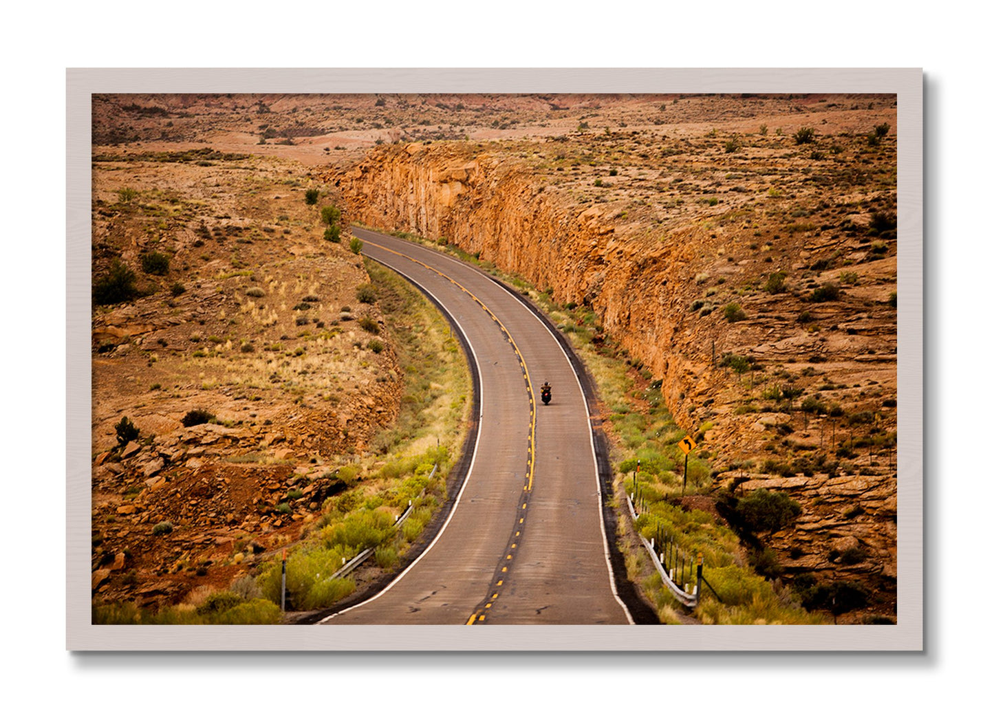 Framed photograph of Around The Turn by Dylan Ozanich, White Maple frame, Full Bleed