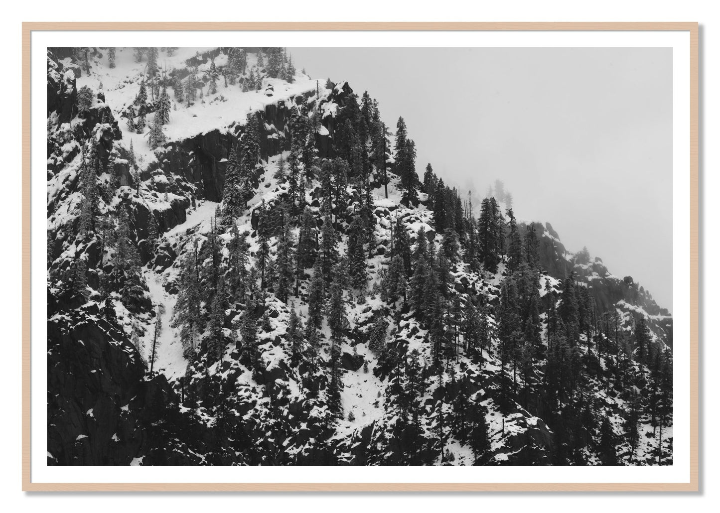 Ascend by Dylan Ozanich, 48×72 print with a White Border in a Maple frame