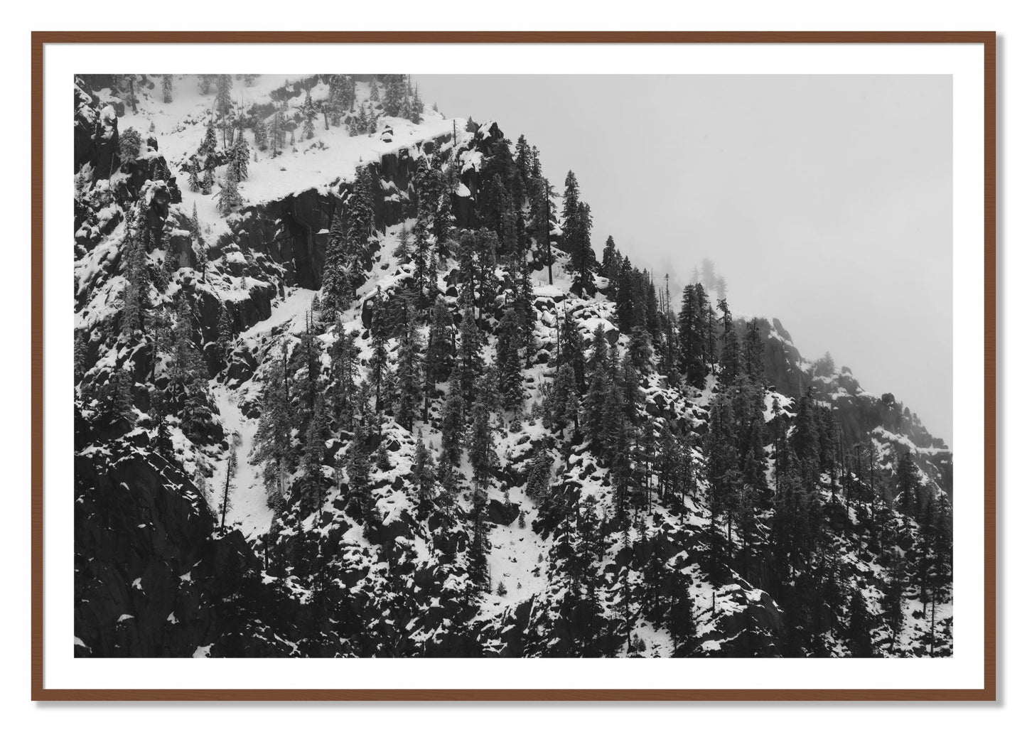 Framed photograph of Ascend by Dylan Ozanich, Walnut frame, Borders
