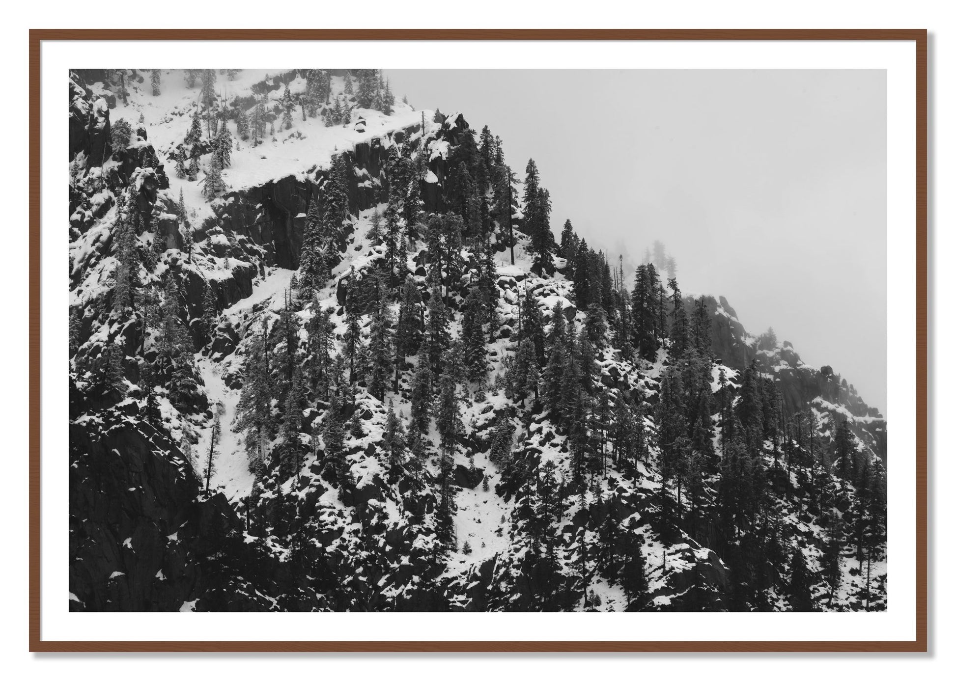 Framed photograph of Ascend by Dylan Ozanich, Walnut frame, Borders