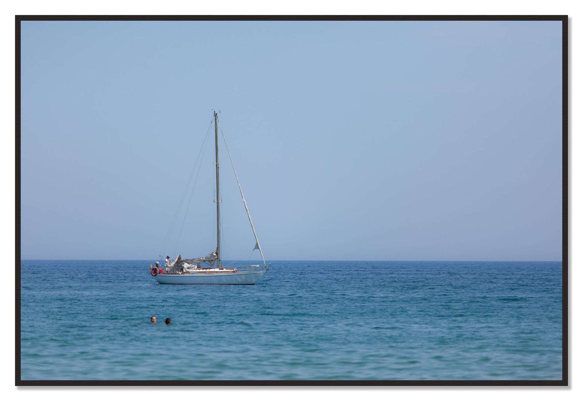 Barcelona Sea by Dylan Ozanich, 48×72 Full Bleed Print in a Black Walnut frame