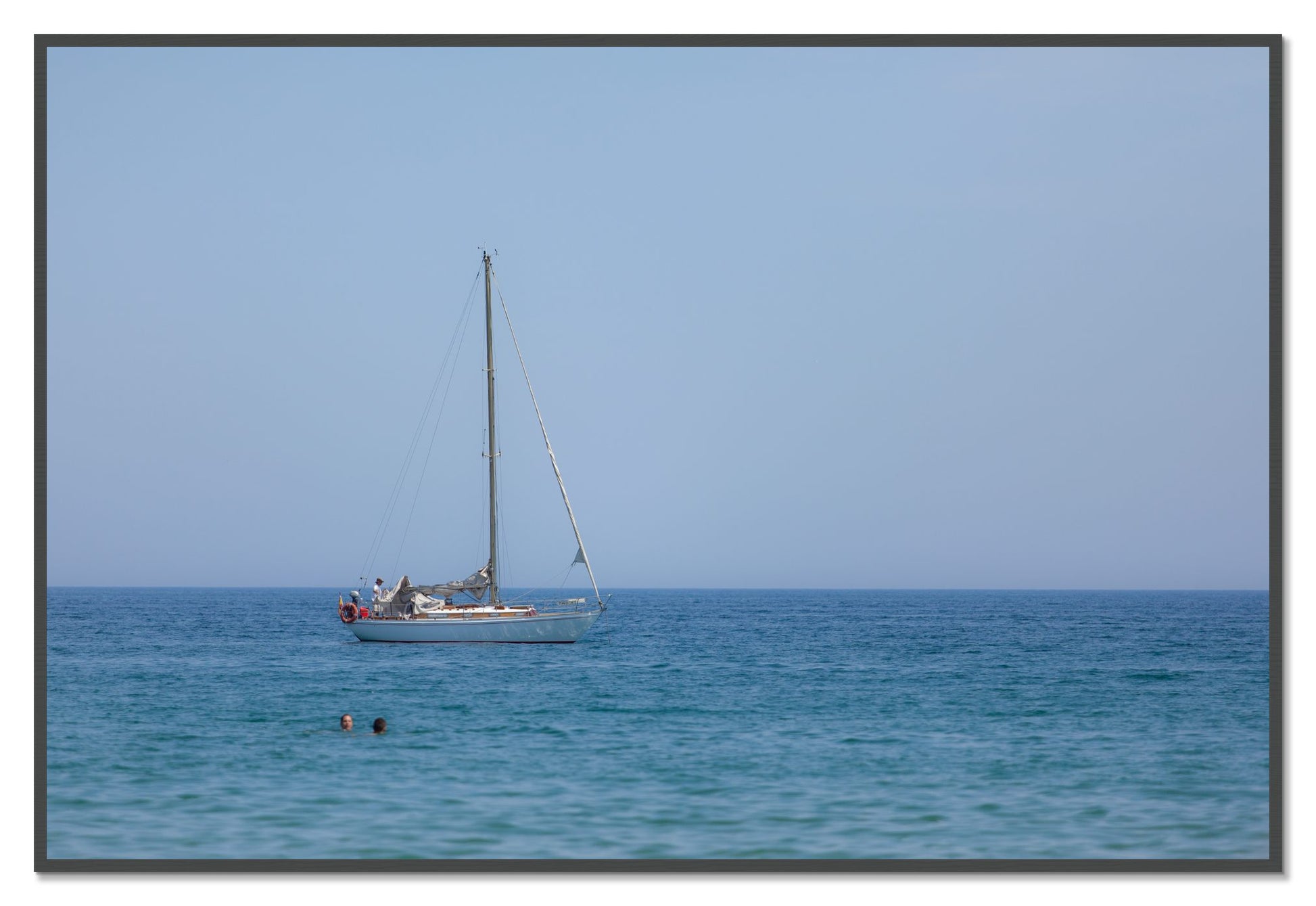Barcelona Sea by Dylan Ozanich, 48×72 Full Bleed Print in a Grey frame